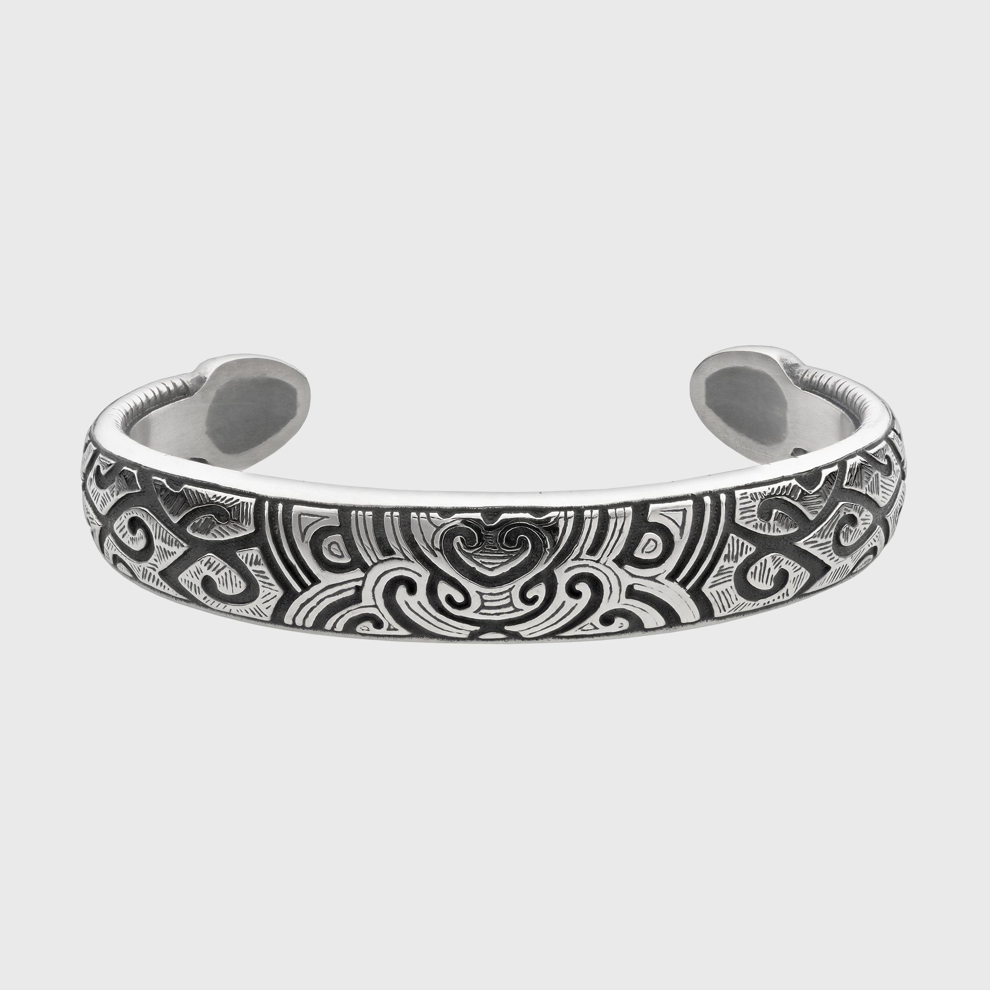 Maori Koru Pewter Bracelet – Adjustable Tribal Ocean Cuff Gift