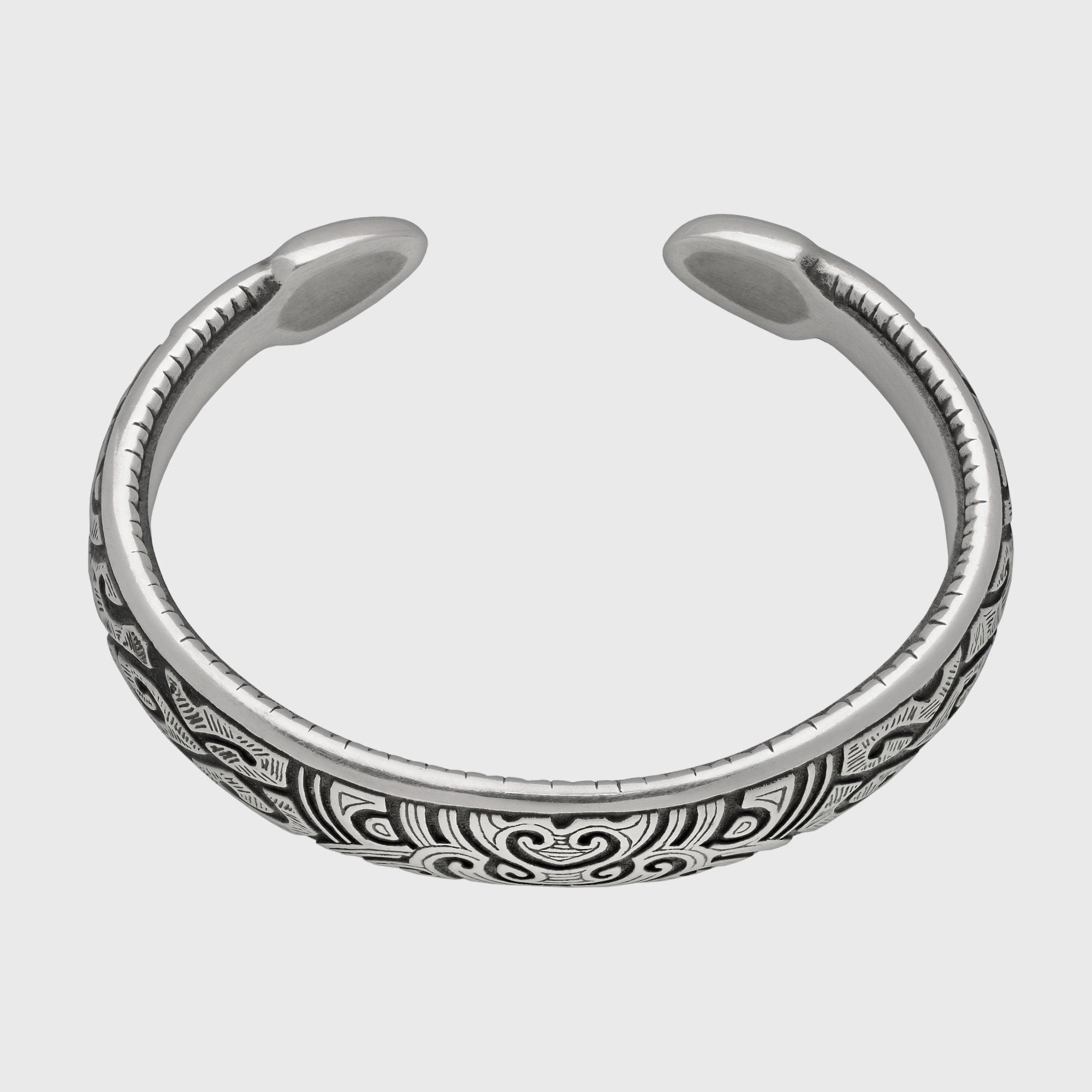 Maori Koru Pewter Bracelet – Adjustable Tribal Ocean Cuff Gift