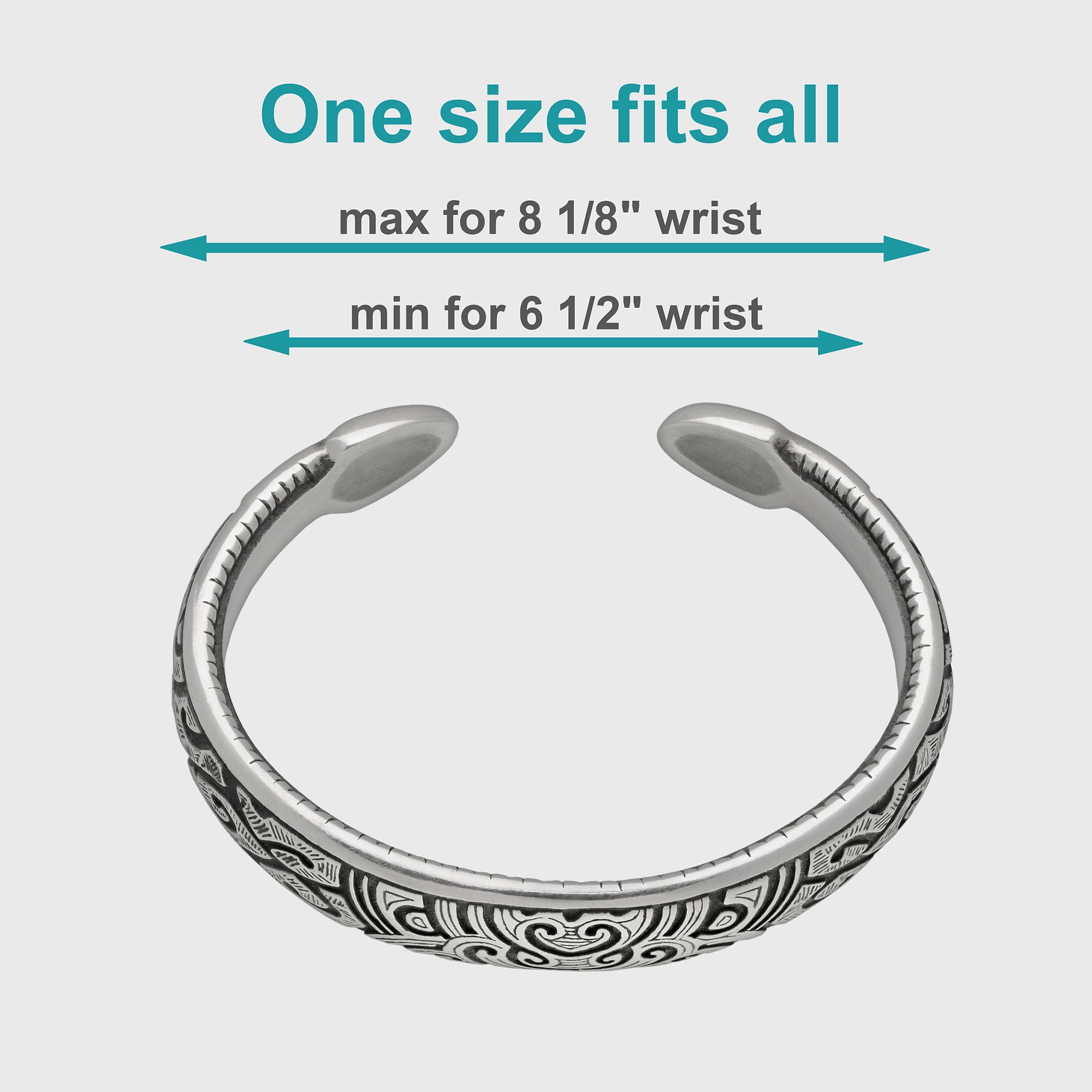 Maori Koru Pewter Bracelet – Adjustable Tribal Ocean Cuff Gift