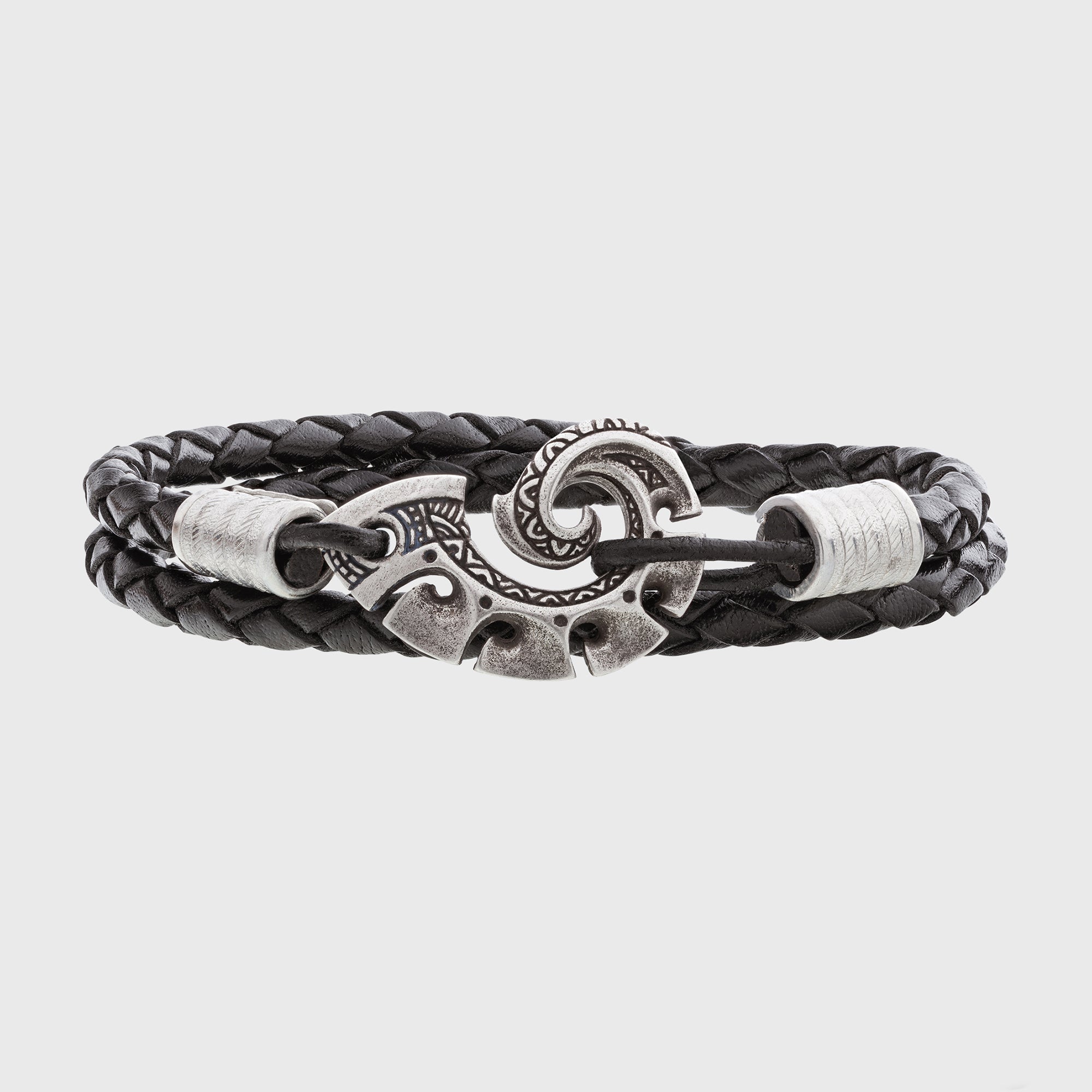 Maori Fish Hook Leather Bracelet – Handmade Bronze Jewelry