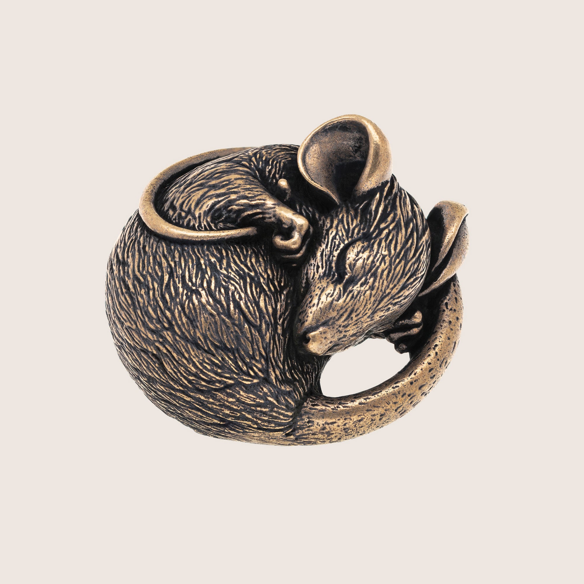 Sleeping Mouse Bronze Figurine – Handmade Miniature & Pendant