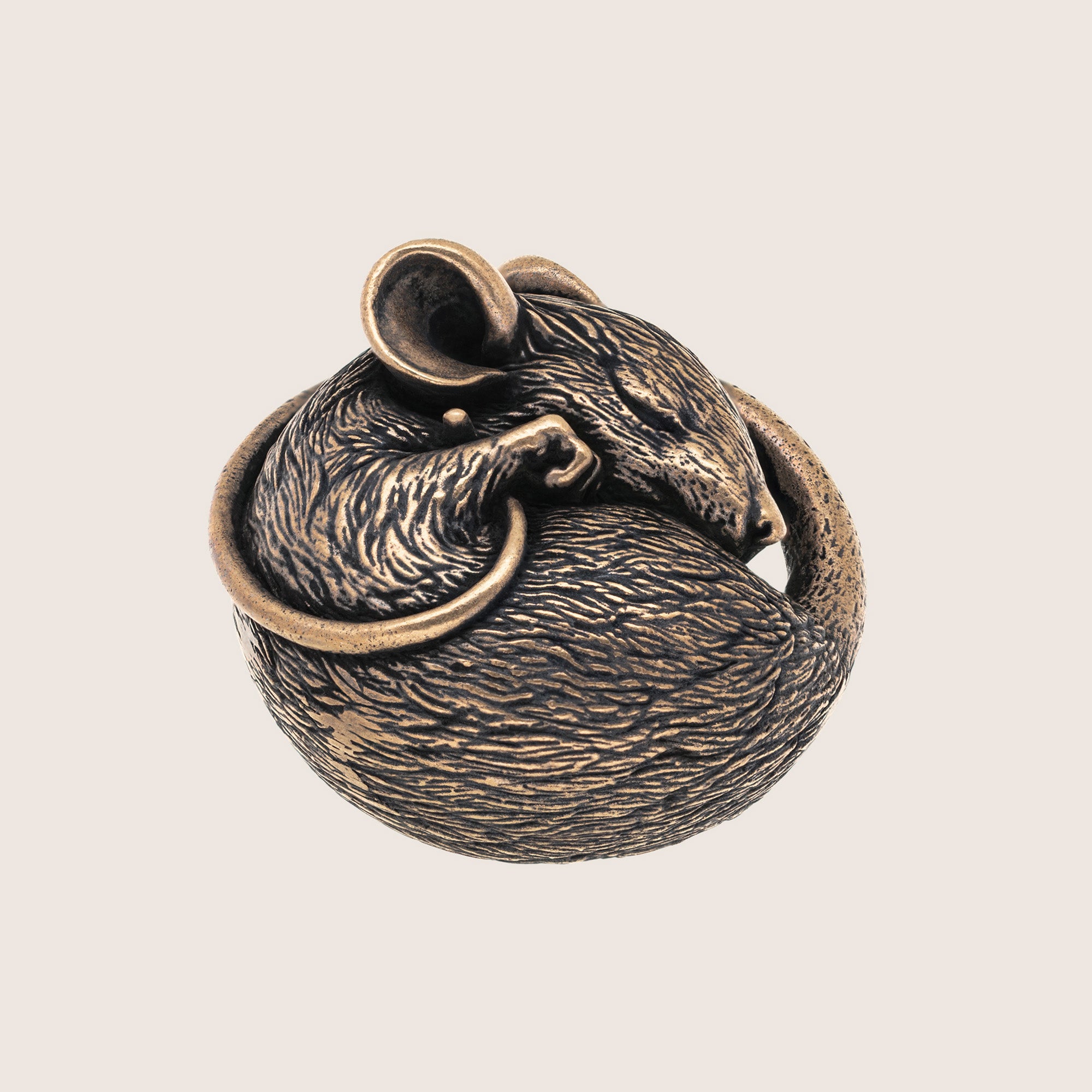 Sleeping Mouse Bronze Figurine – Handmade Miniature & Pendant