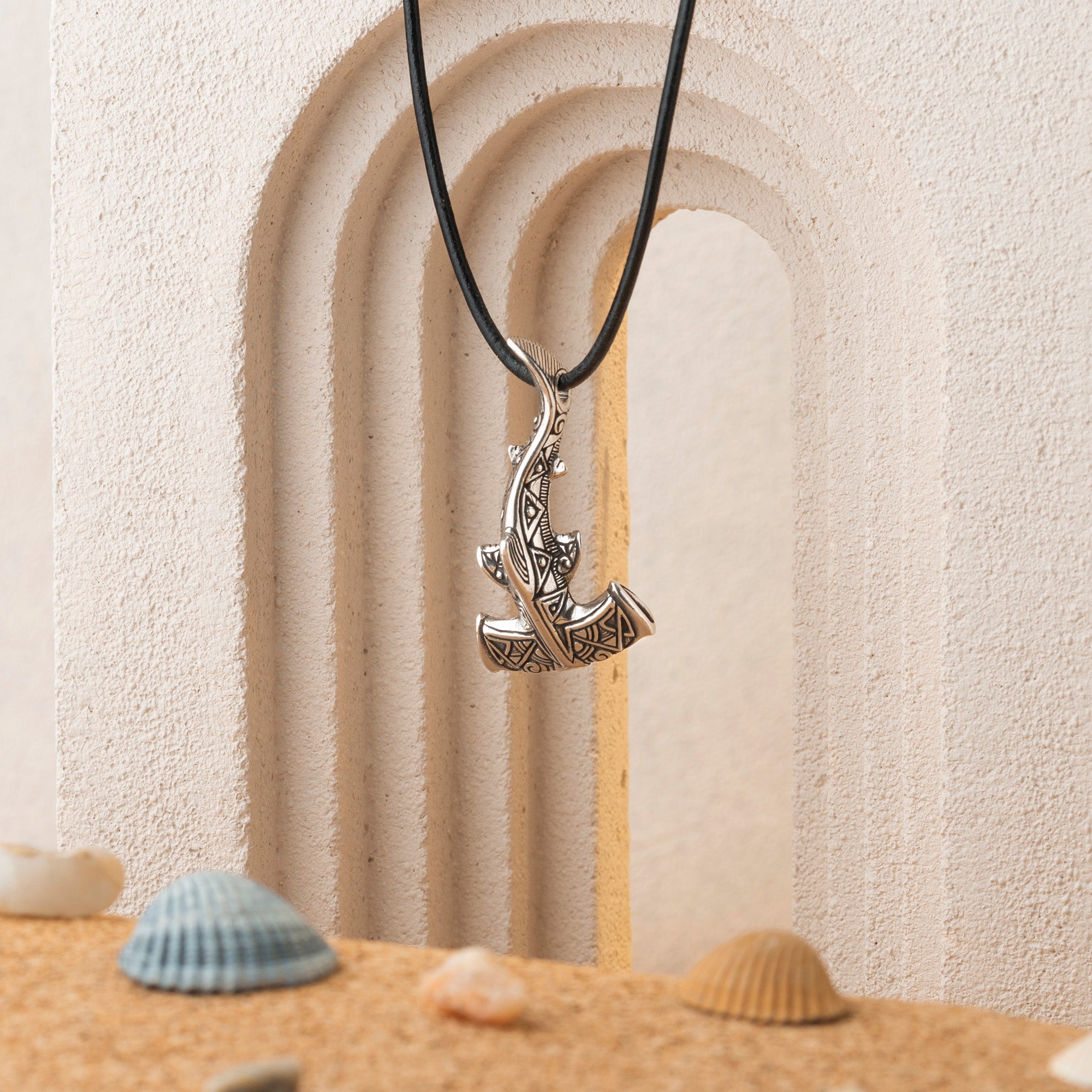 Hammerhead Shark Silver Pendant – Handmade Ocean Tribal Jewelry