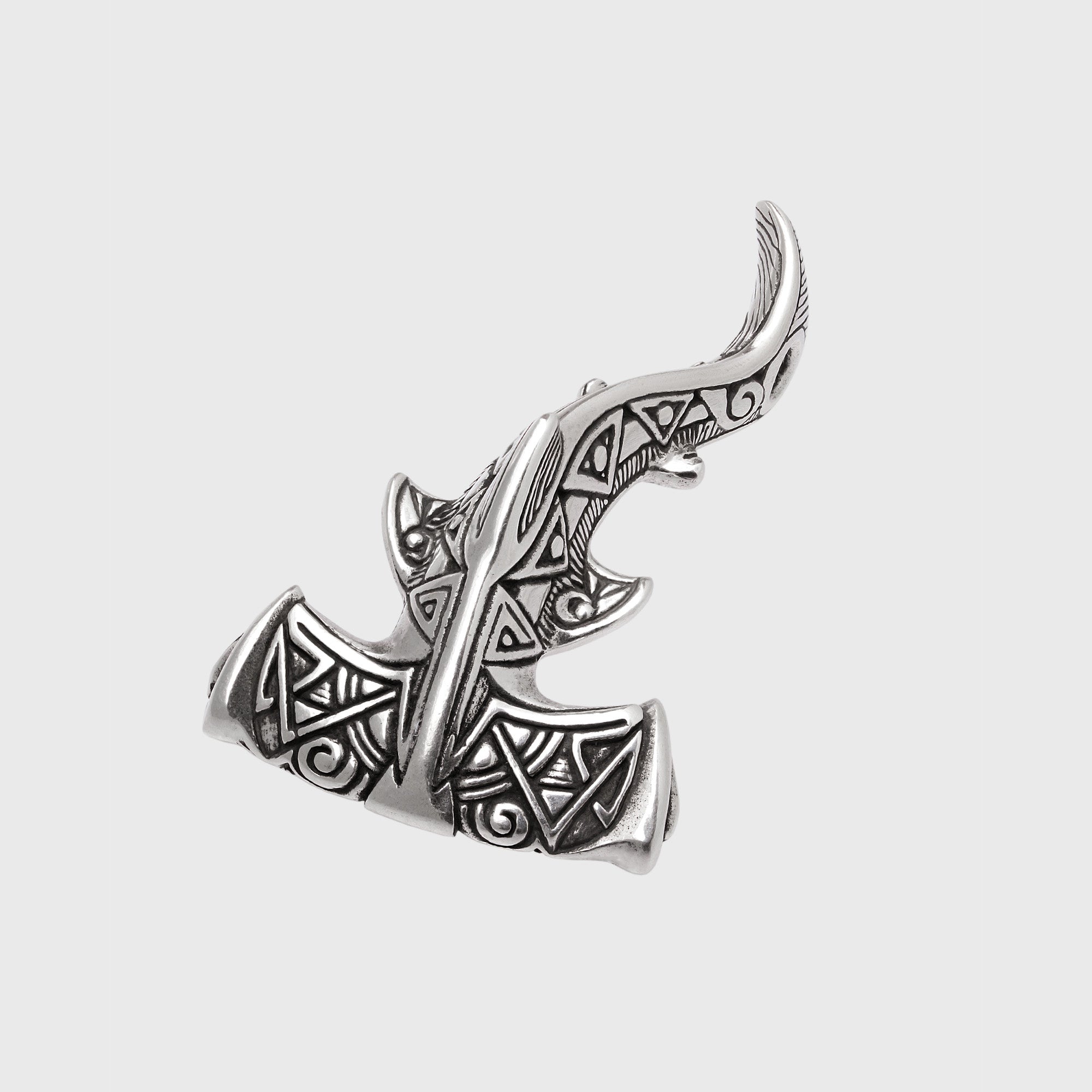 Hammerhead Shark Silver Pendant – Handmade Ocean Tribal Jewelry