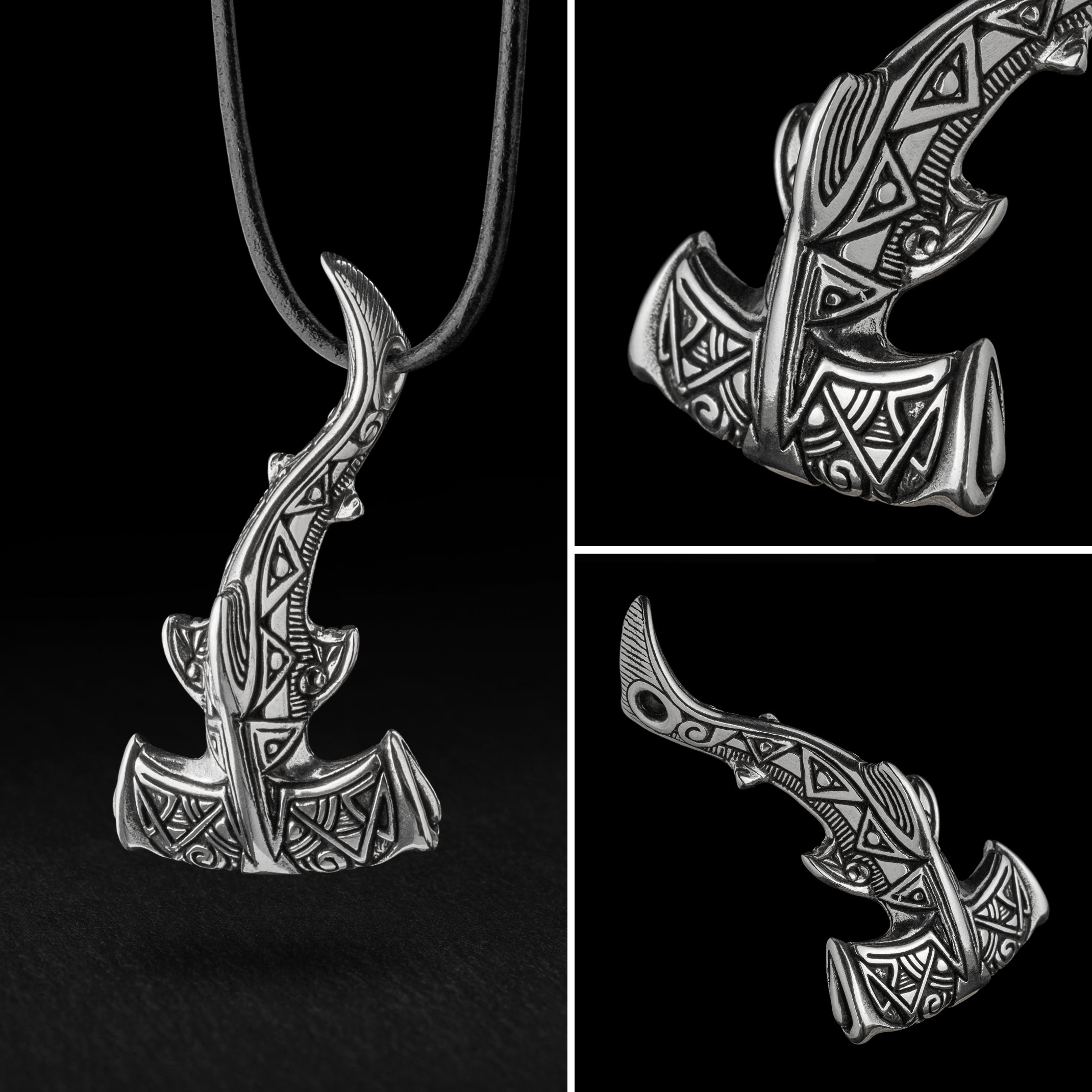 Hammerhead Shark Silver Pendant – Handmade Ocean Tribal Jewelry
