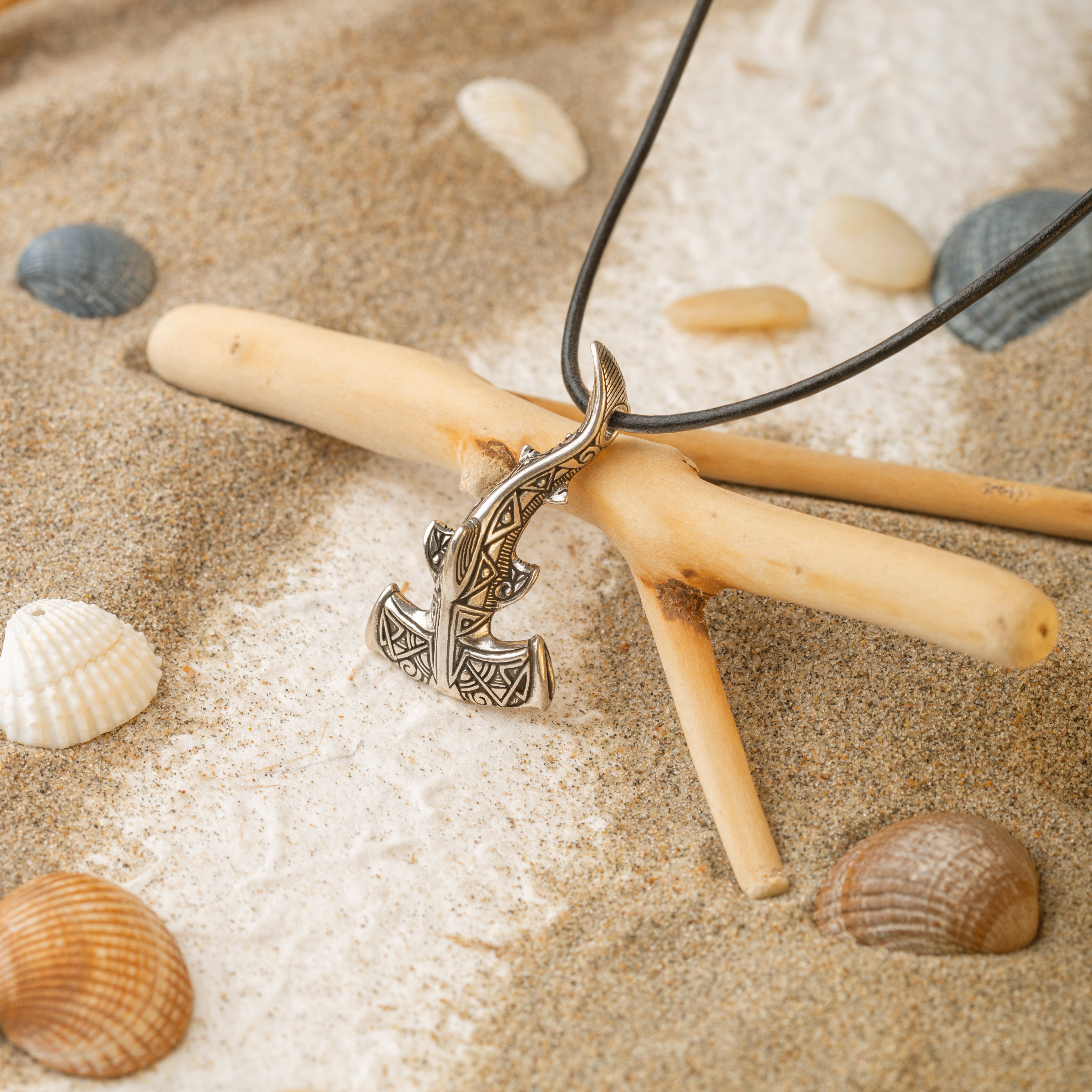 Hammerhead Shark Silver Pendant – Handmade Ocean Tribal Jewelry