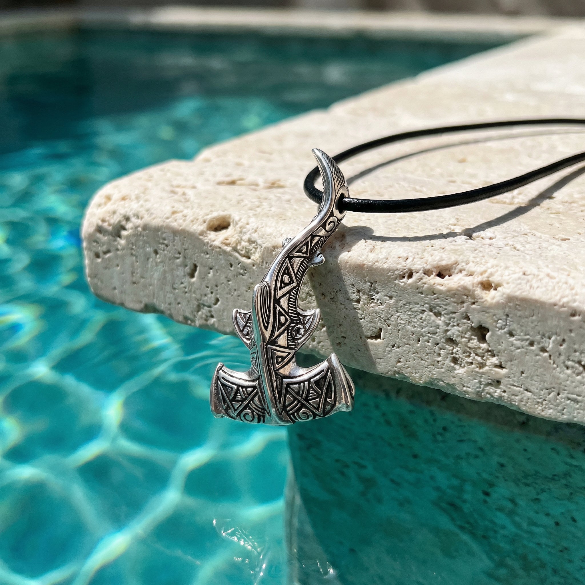 Hammerhead Shark Silver Pendant – Handmade Ocean Tribal Jewelry