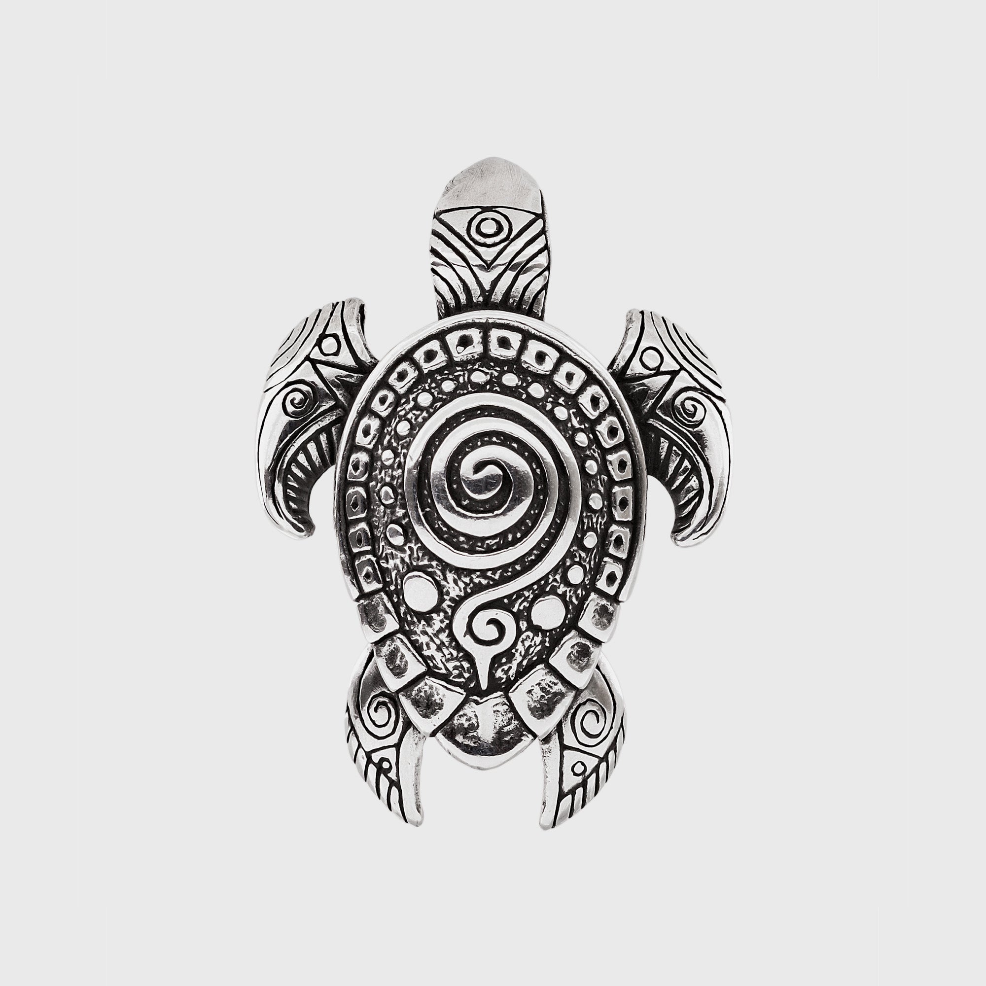 Turtle Sterling Silver Pendant – Handmade Ocean Tribal Jewelry