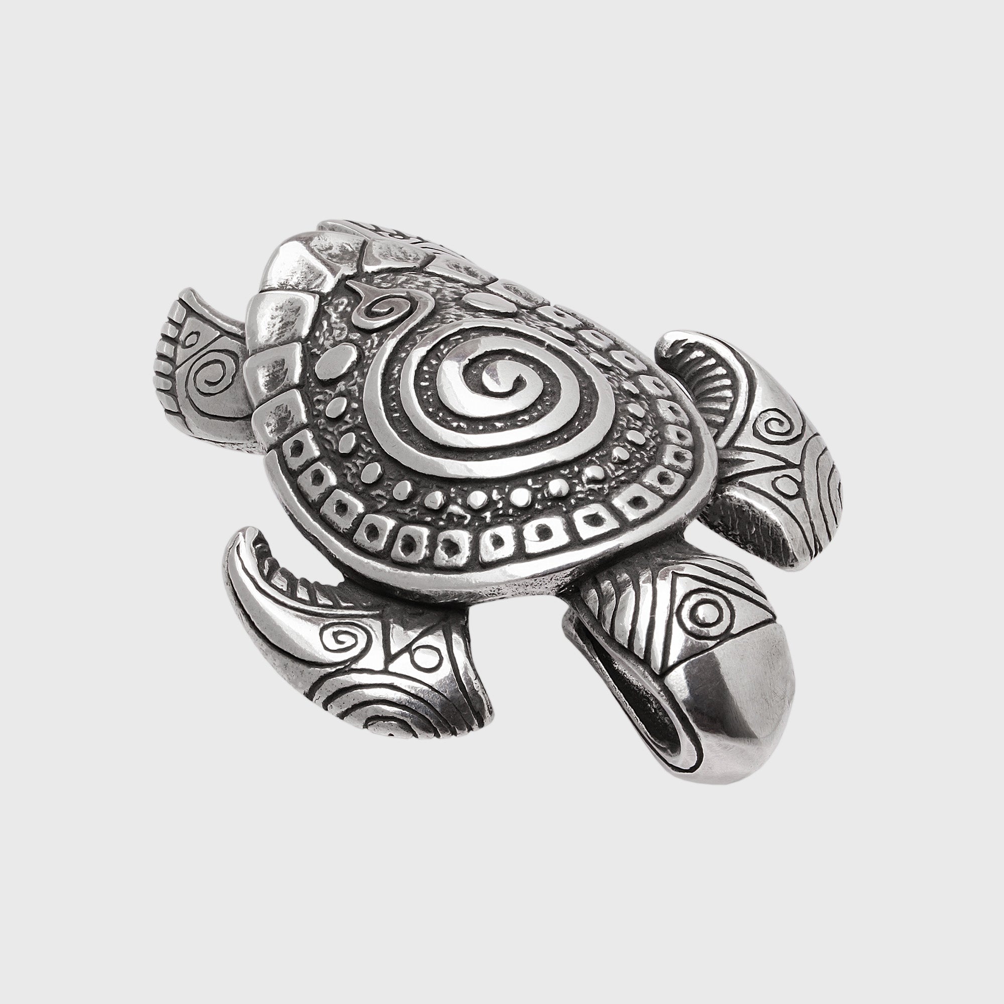 Turtle Sterling Silver Pendant – Handmade Ocean Tribal Jewelry