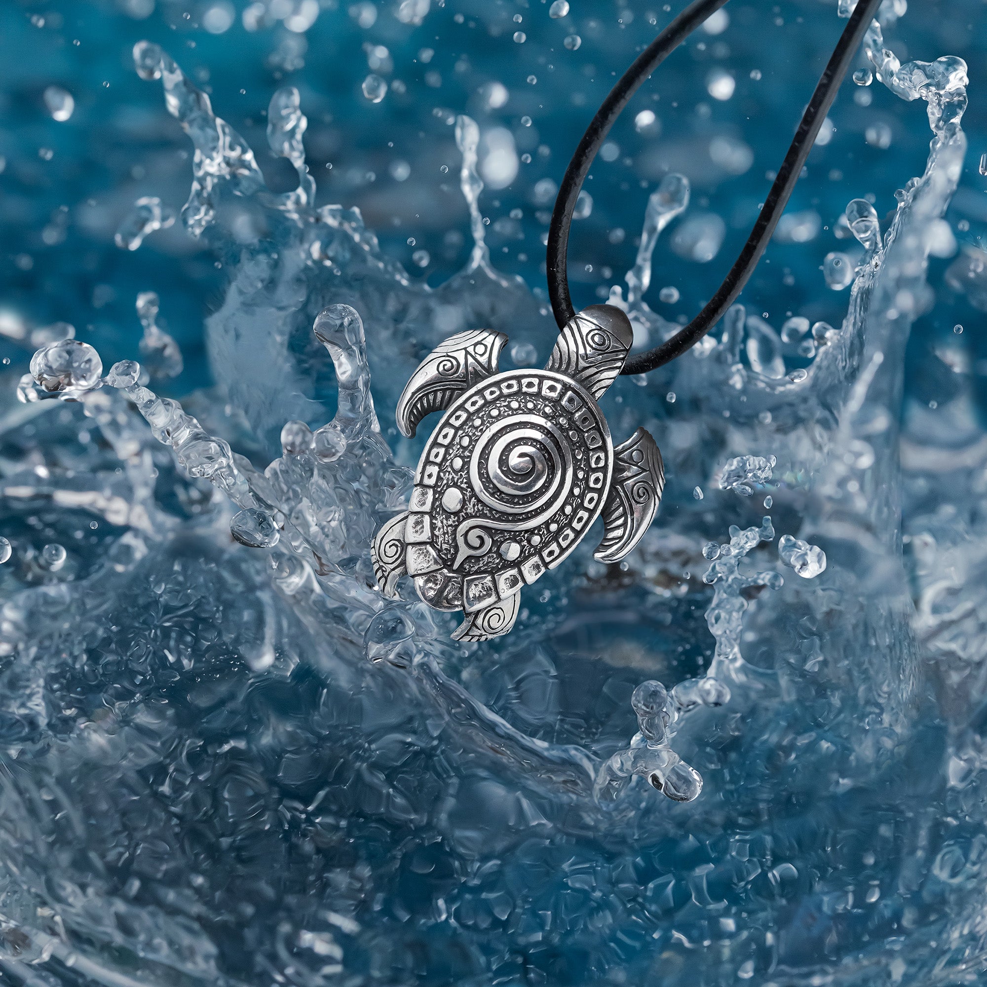 Turtle Sterling Silver Pendant – Handmade Ocean Tribal Jewelry