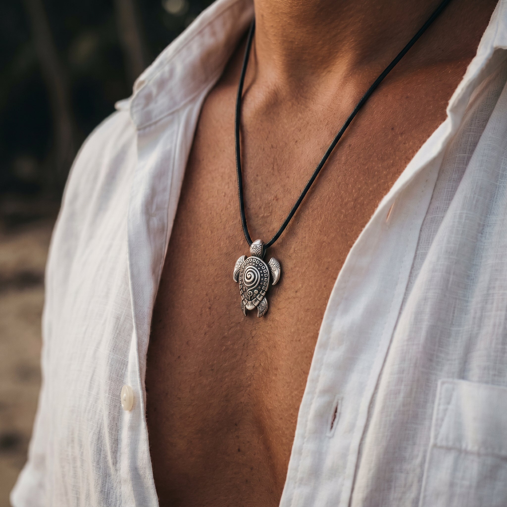 Turtle Sterling Silver Pendant – Handmade Ocean Tribal Jewelry