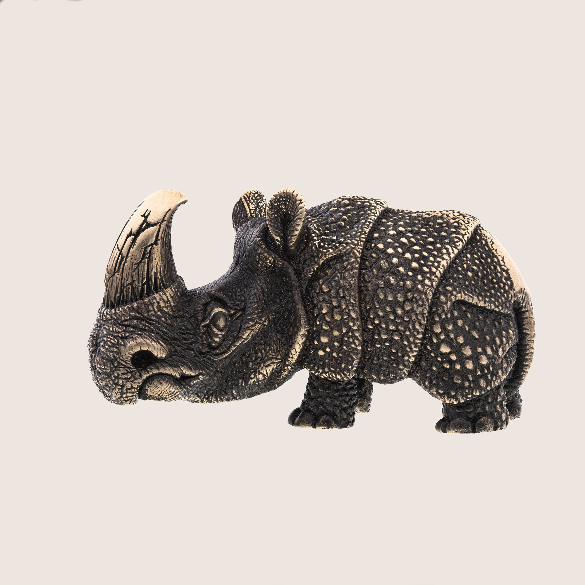 Rhino Bronze Figurine – Handmade Miniature Collectible Gift