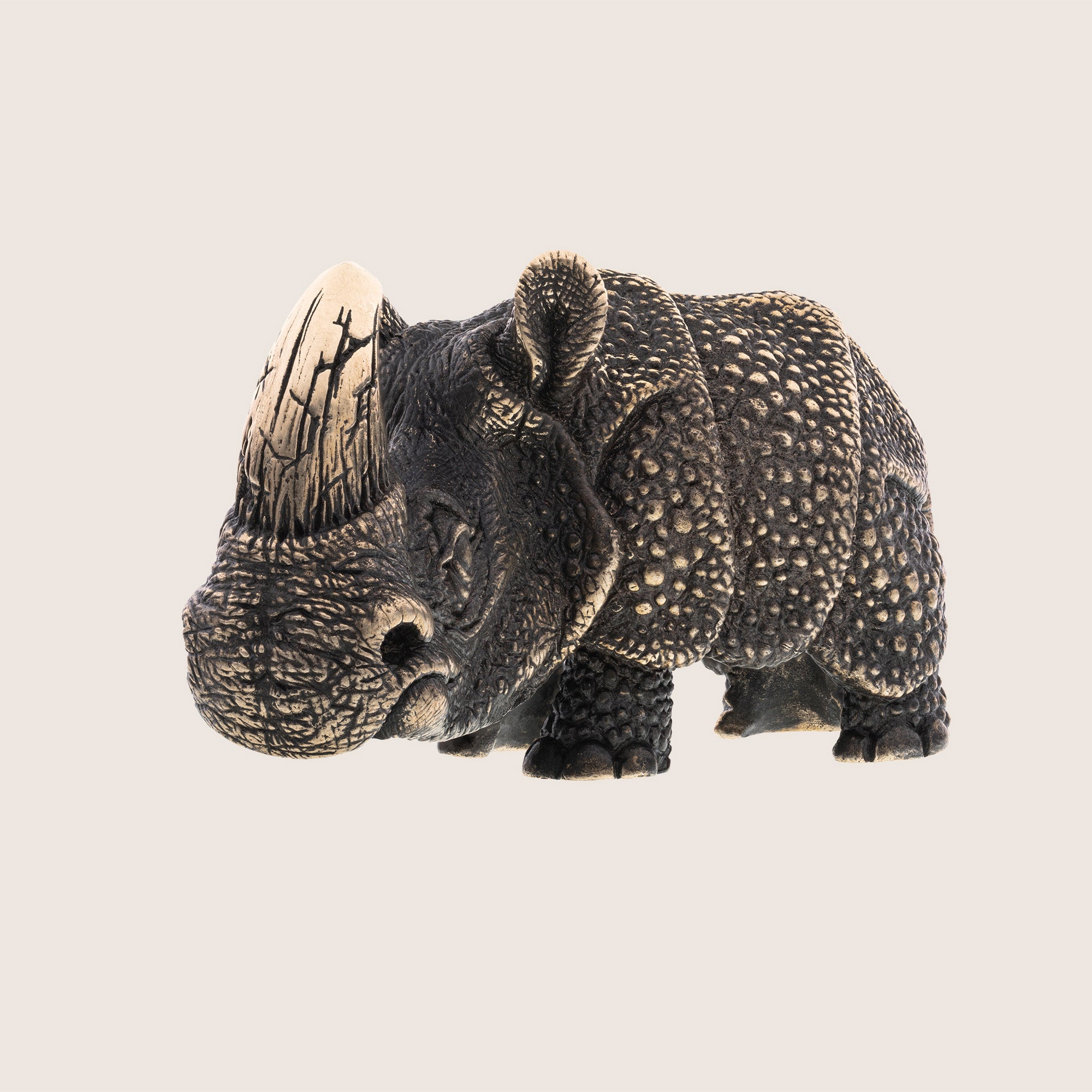 Rhino Bronze Figurine – Handmade Miniature Collectible Gift