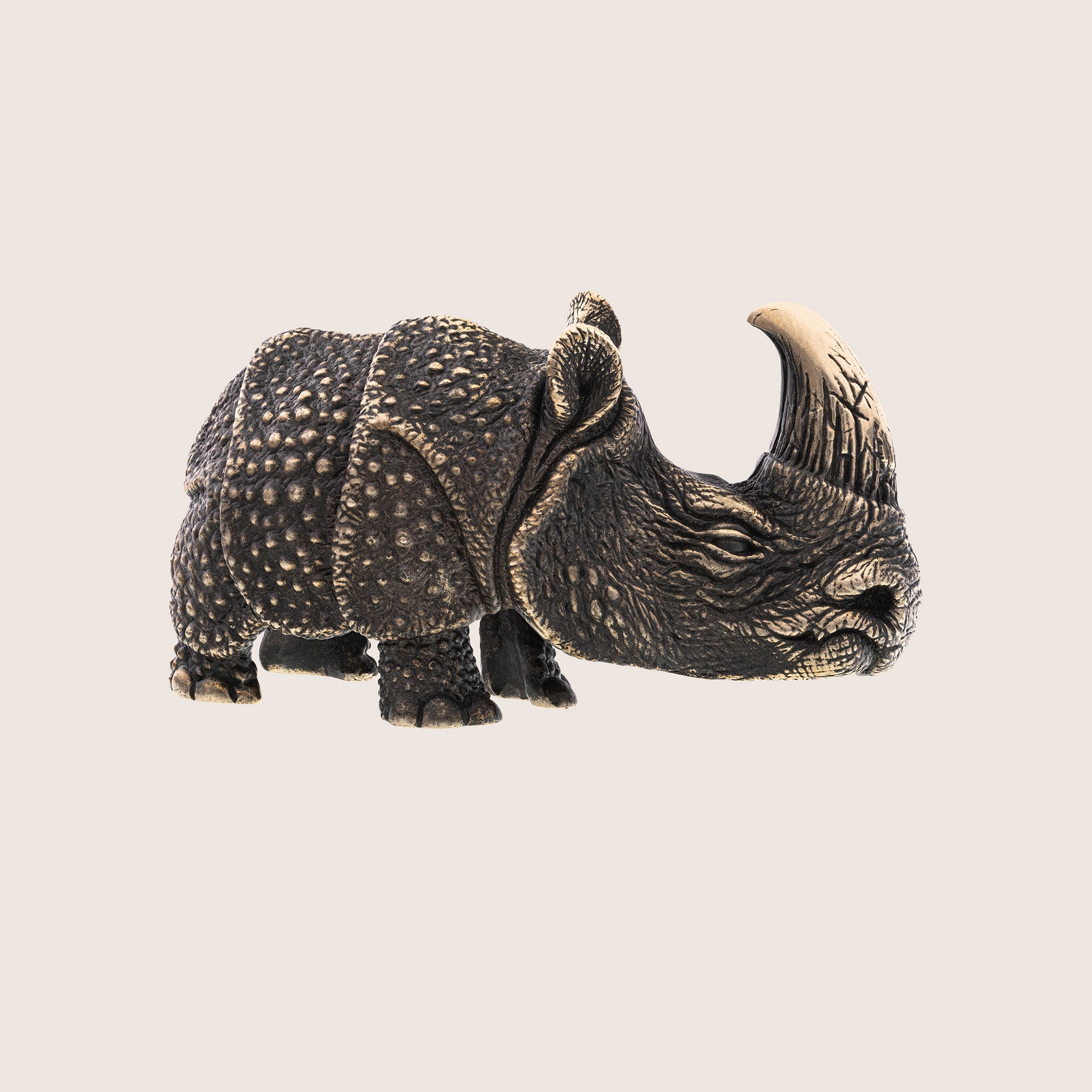 Rhino Bronze Figurine – Handmade Miniature Collectible Gift