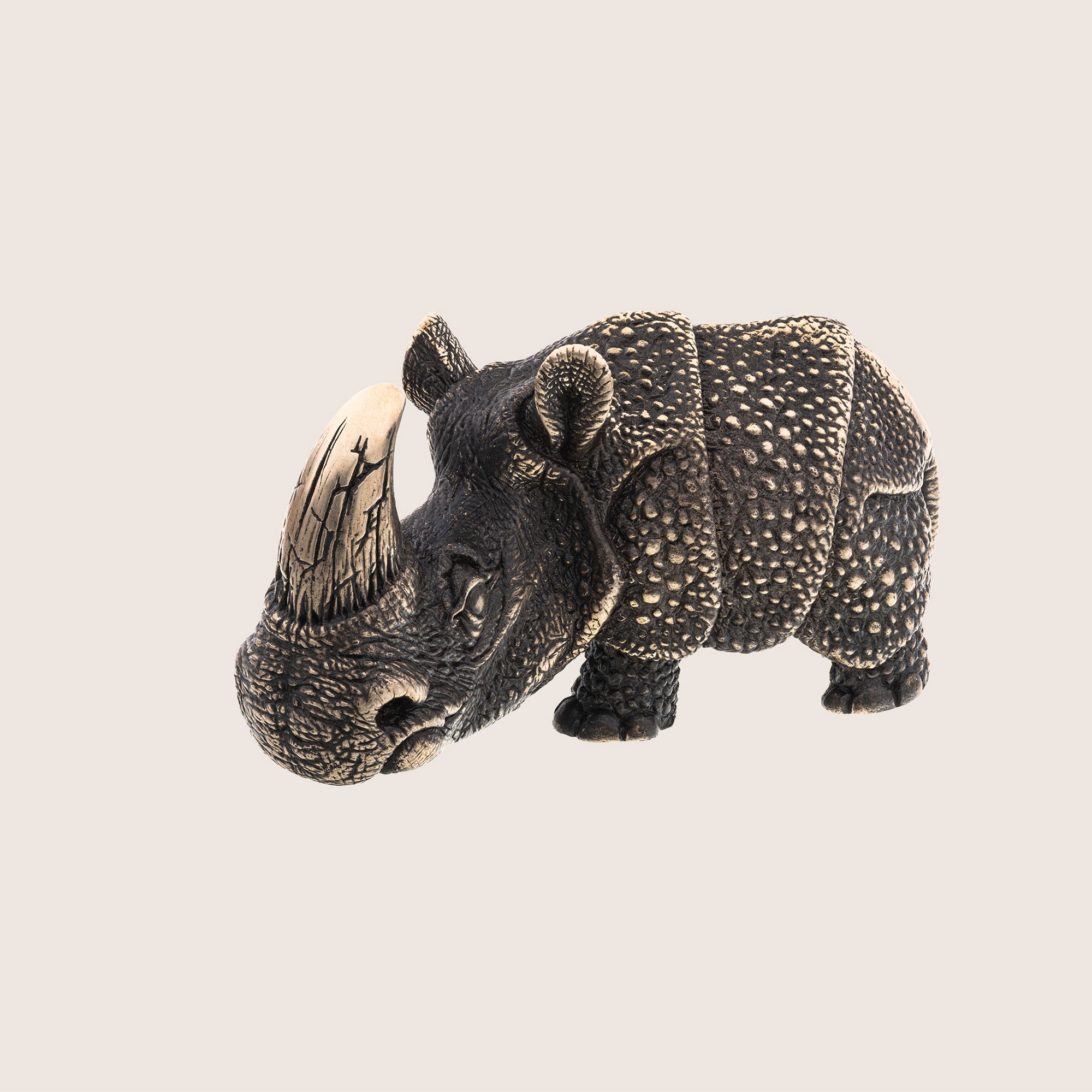 Rhino Bronze Figurine – Handmade Miniature Collectible Gift