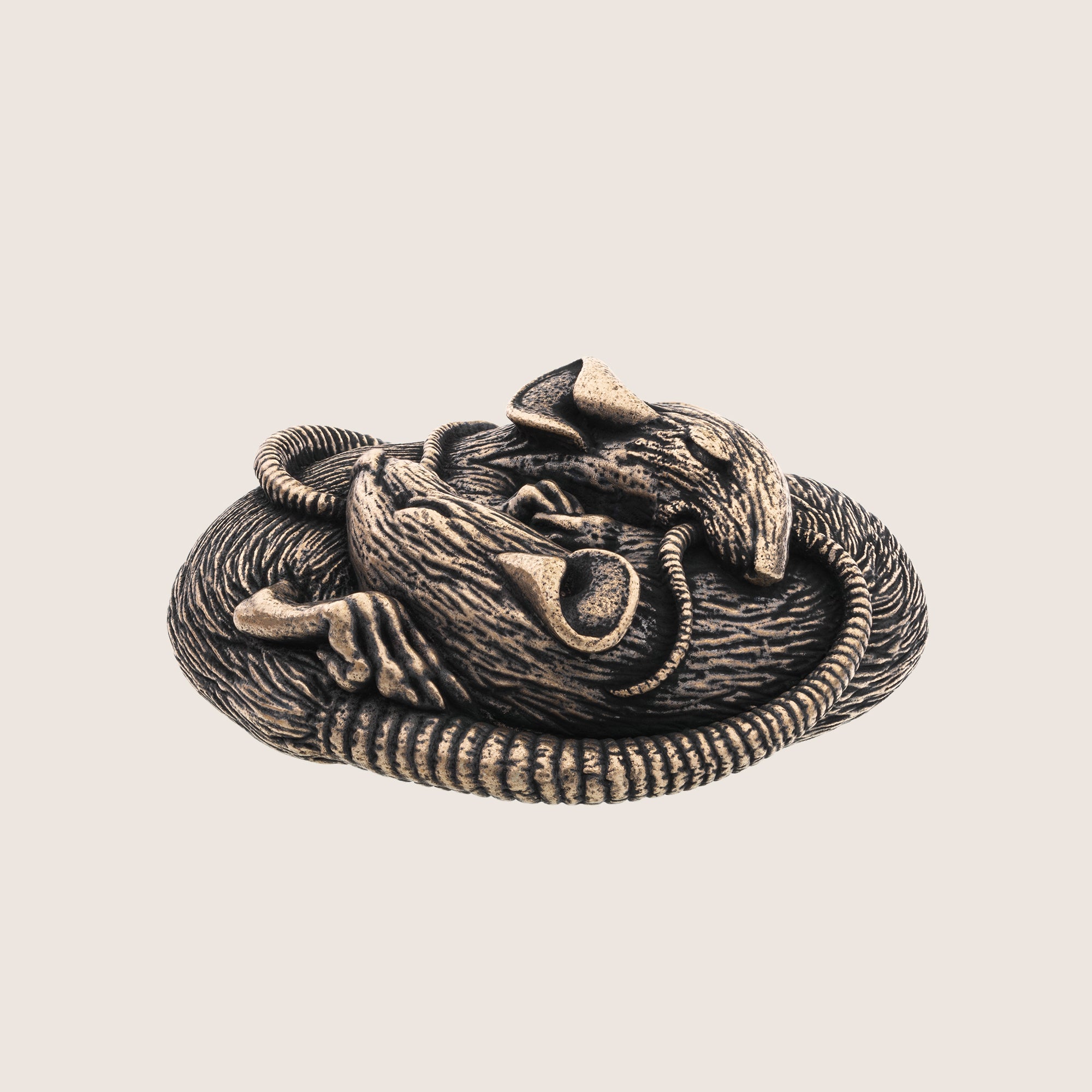 Sleeping Rats Bronze Figurine – Handmade Miniature & Pendant