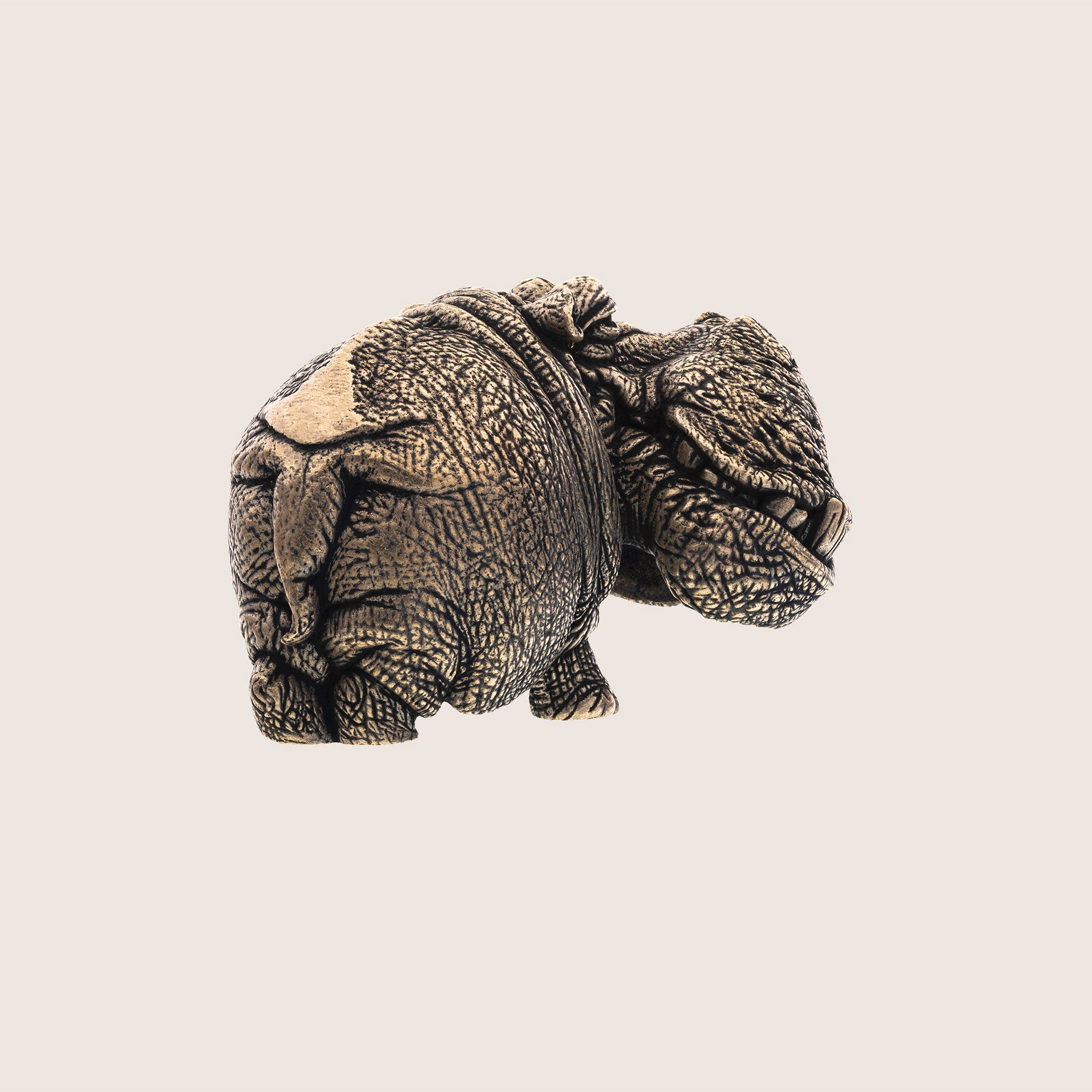Hippopotamus Bronze Figurine – Miniature Handmade Wildlife Gift