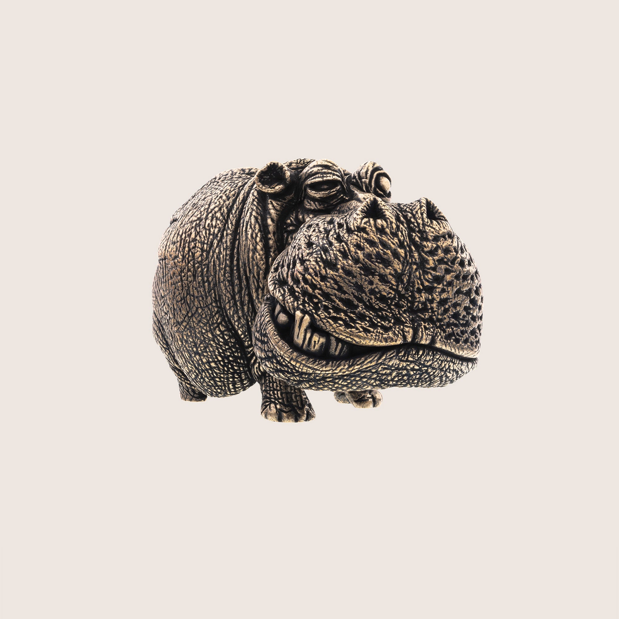 Hippopotamus Bronze Figurine – Miniature Handmade Wildlife Gift