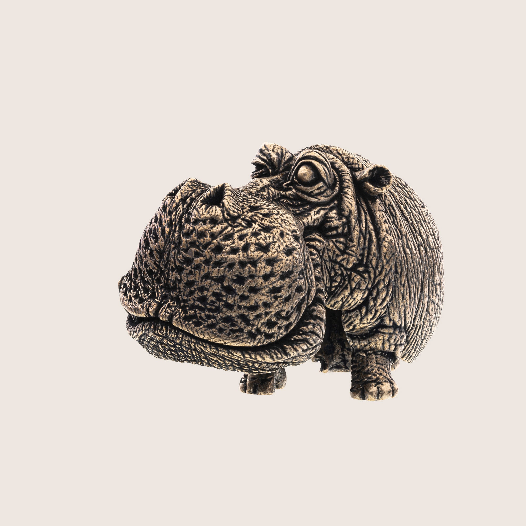 Hippopotamus Bronze Figurine – Miniature Handmade Wildlife Gift