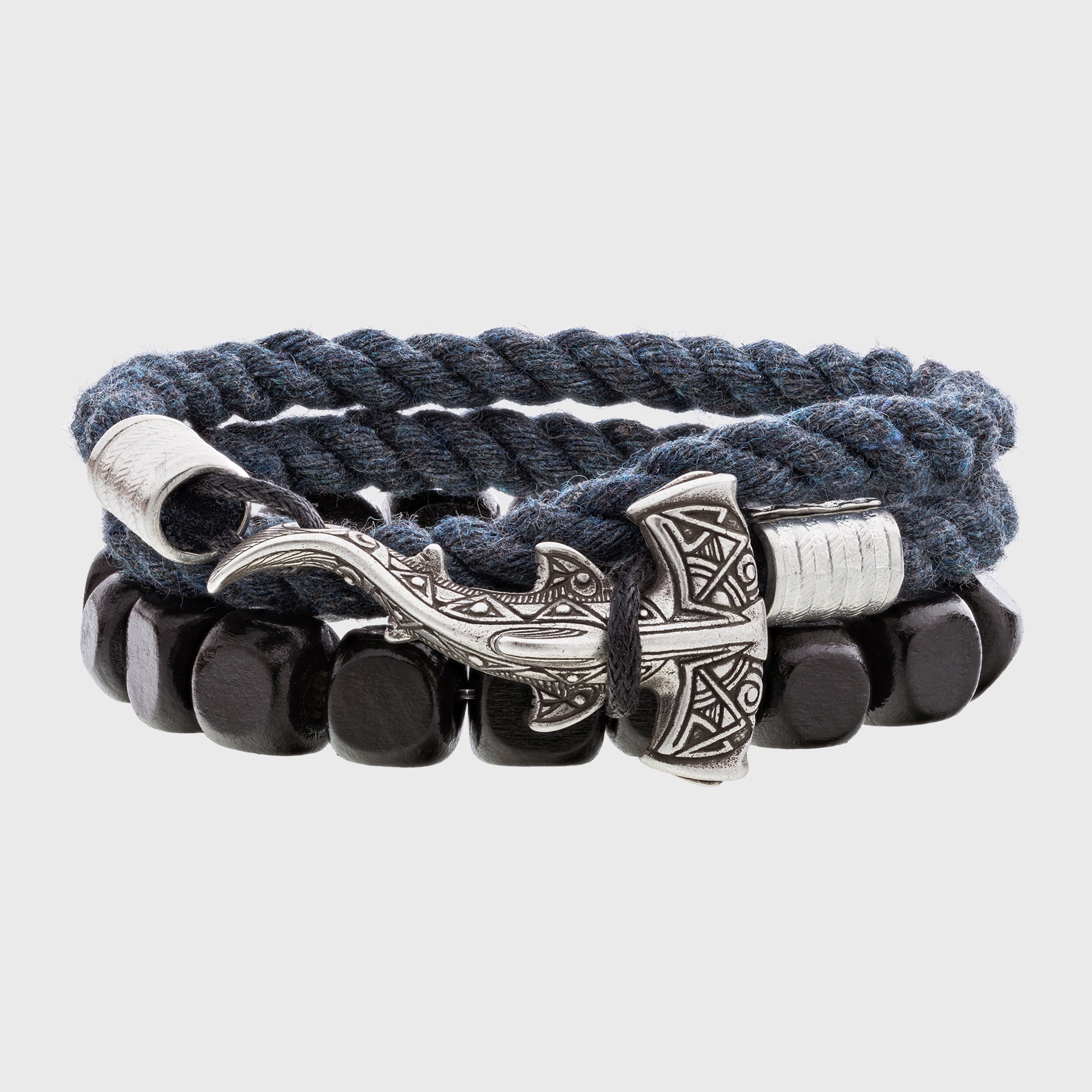 Hei Matau Fish Hook Bracelet Set – Cotton Cord & Wooden Bead Bracelets