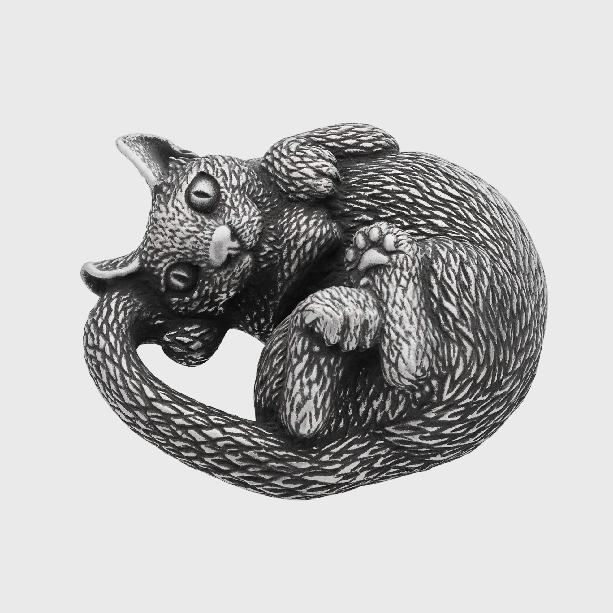 Cat Silver-plated Bronze Miniature – Handmade Figurine & Wearable Pendant