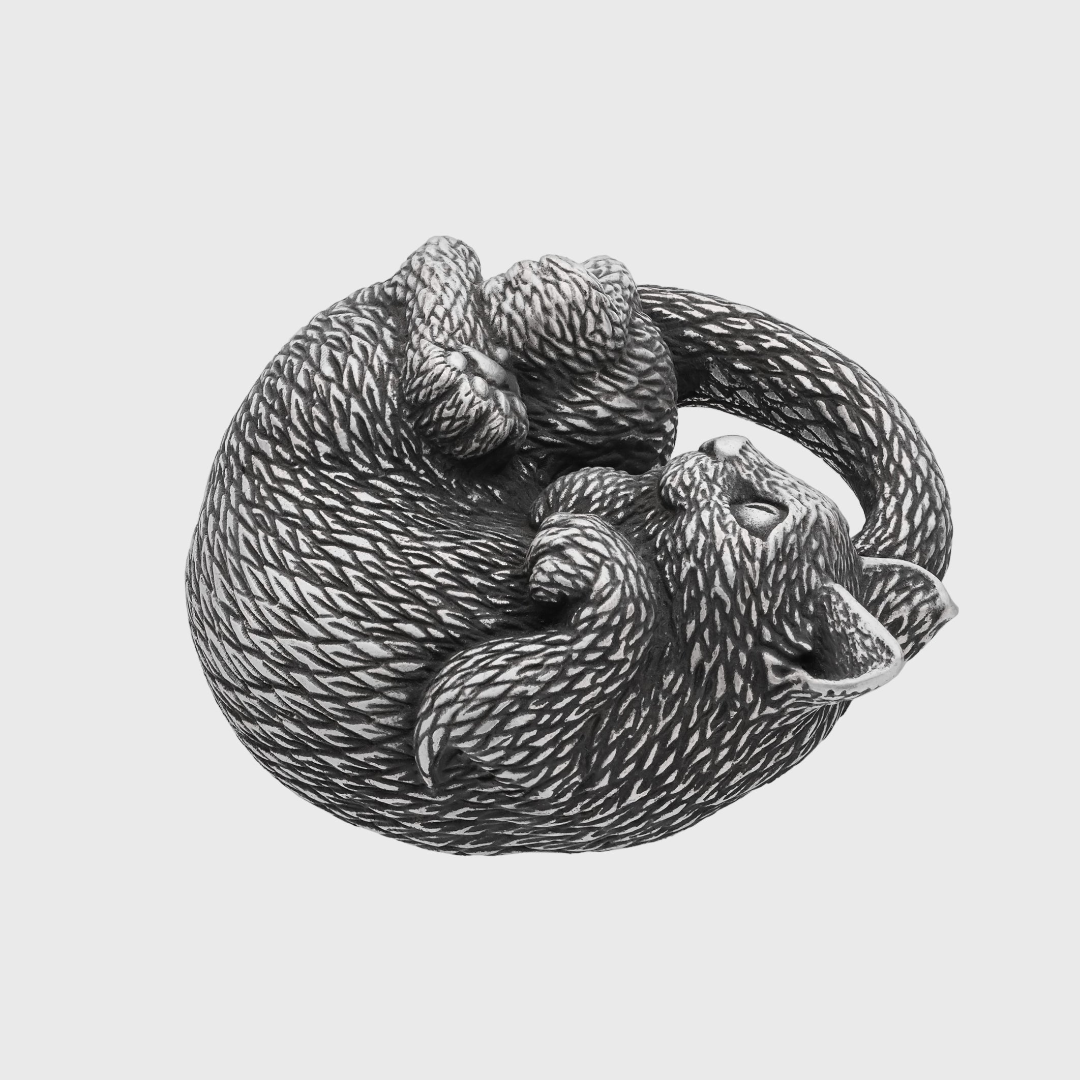 Cat Silver-plated Bronze Miniature – Handmade Figurine & Wearable Pendant