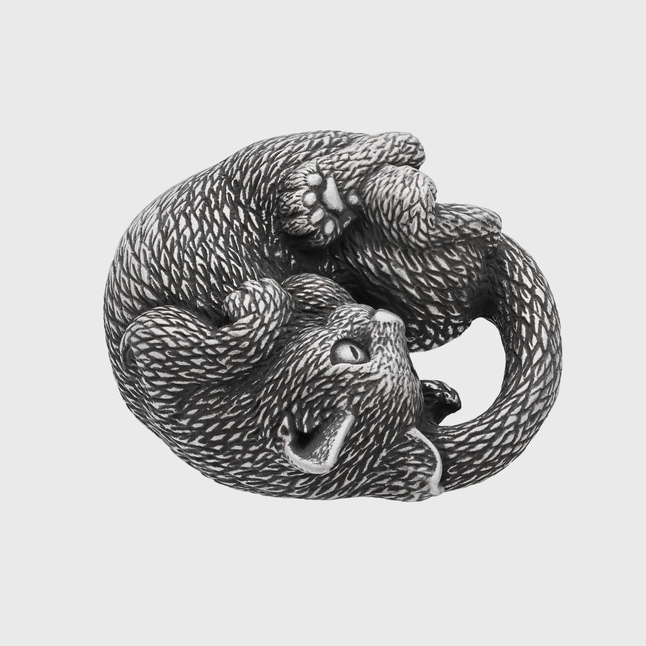 Cat Silver-plated Bronze Miniature – Handmade Figurine & Wearable Pendant