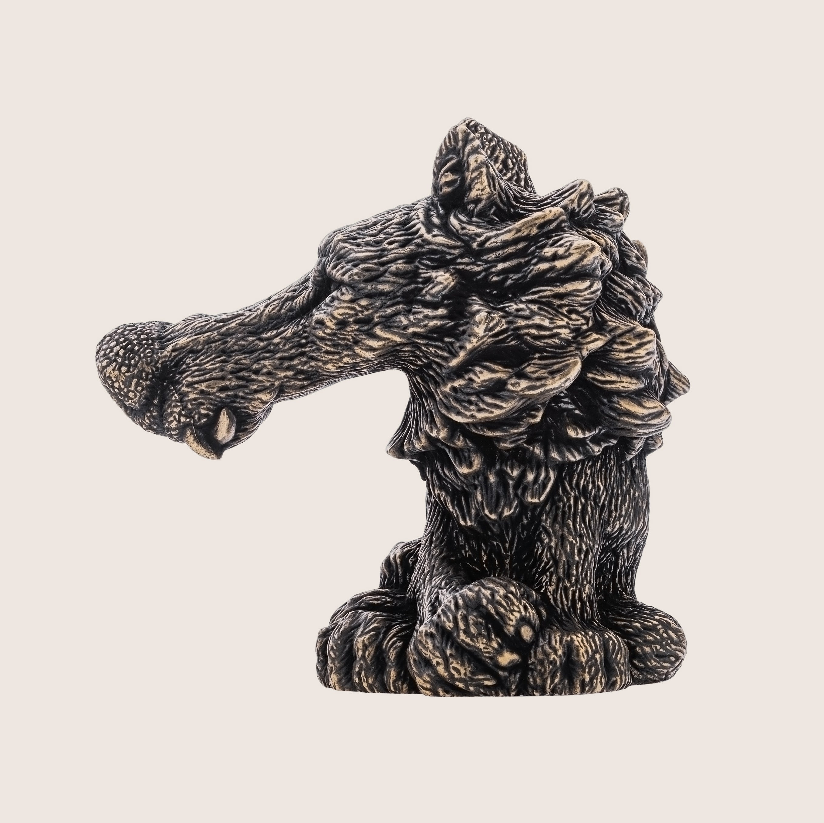 Wolf Bronze Figurine – Handcrafted Miniature Wildlife Statuette