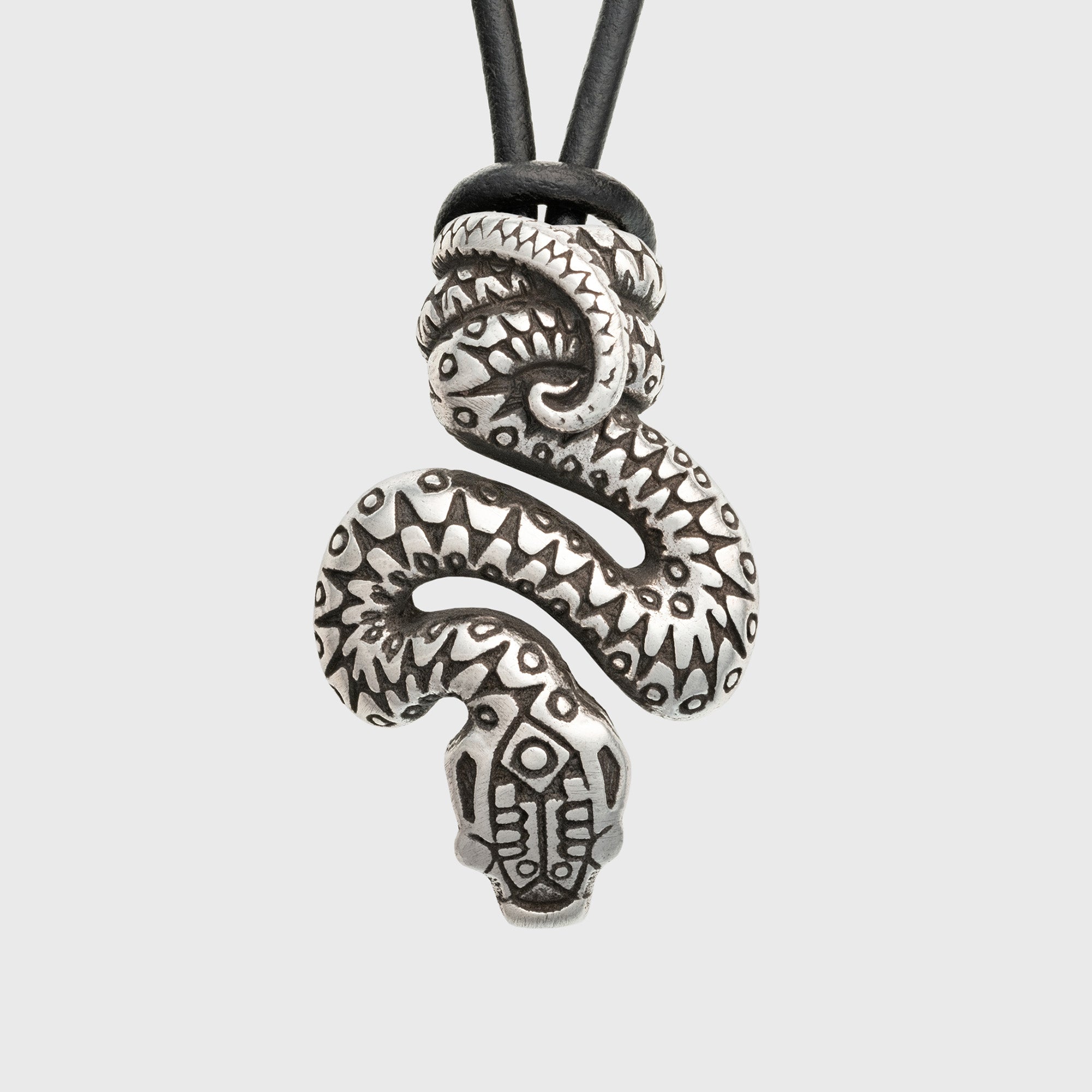 Snake Sterling Silver Pendant – Tribal Symbolic Jewelry