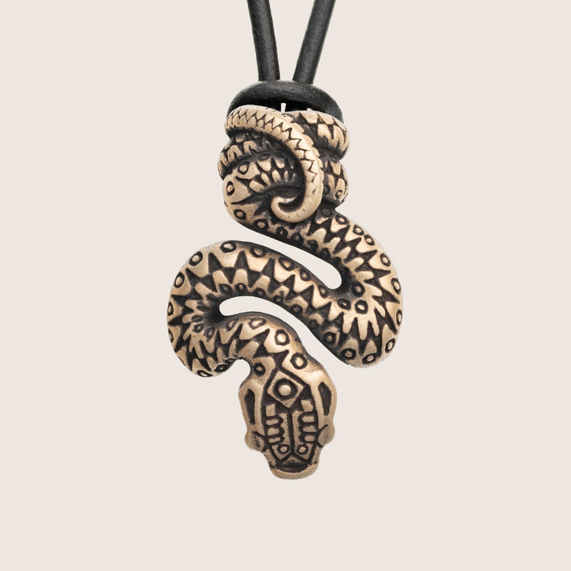 Snake Bronze Pendant – Tribal Symbolic Jewelry