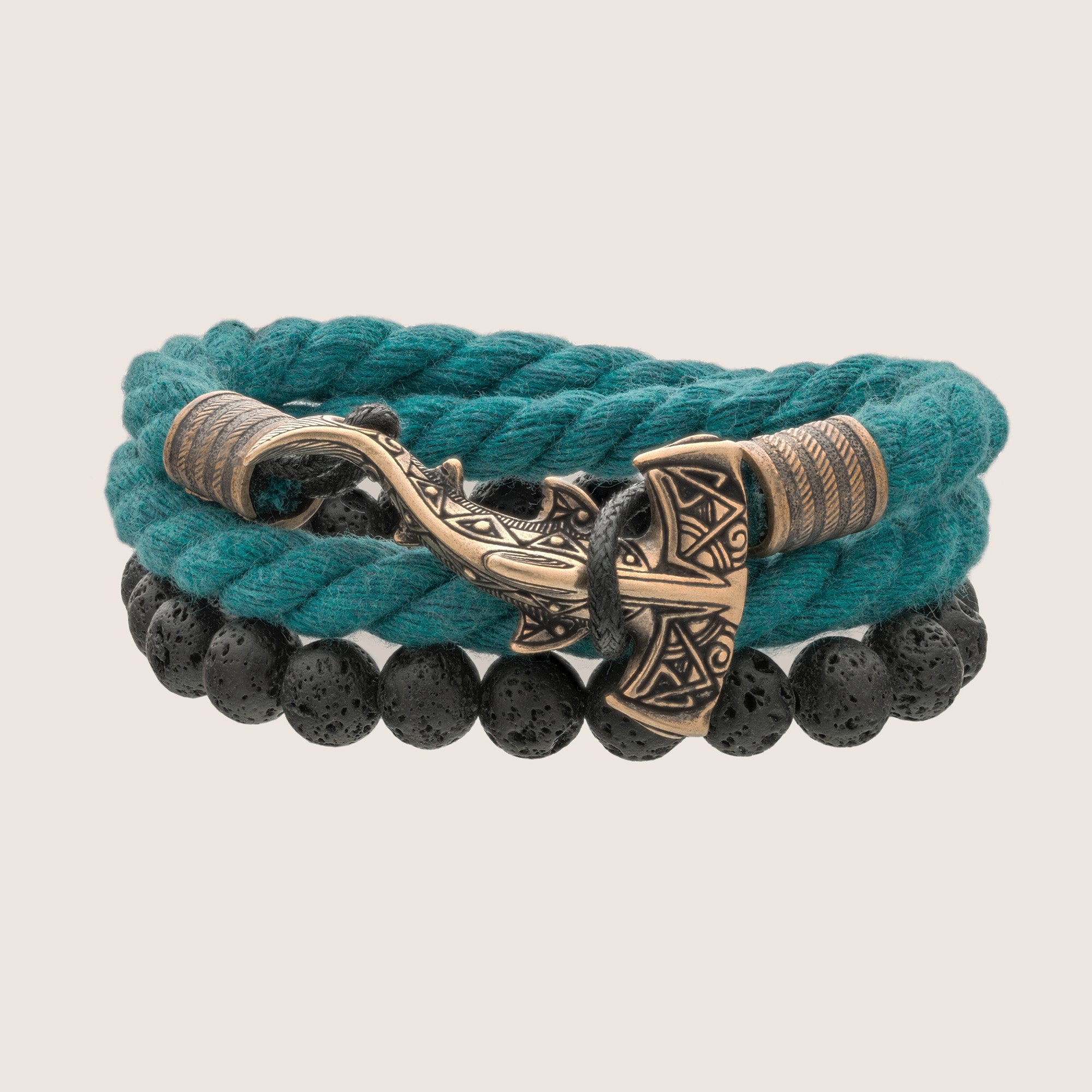 Hammerhead Shark & Lava Beads Bracelet Set – Handmade Ocean Tribal Jewelry
