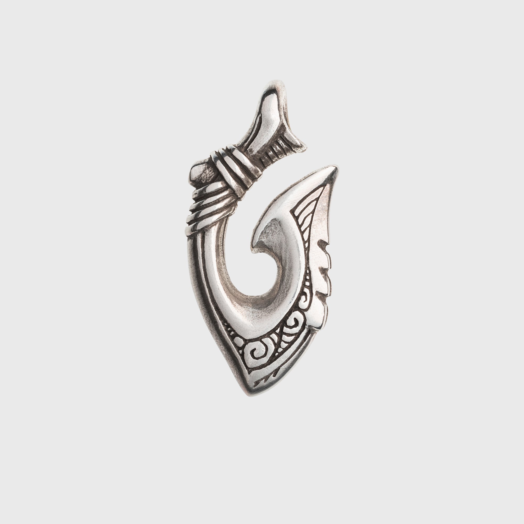 Fish Hook 925 Silver Necklace – Maori Tribal Hei Matau Talisman