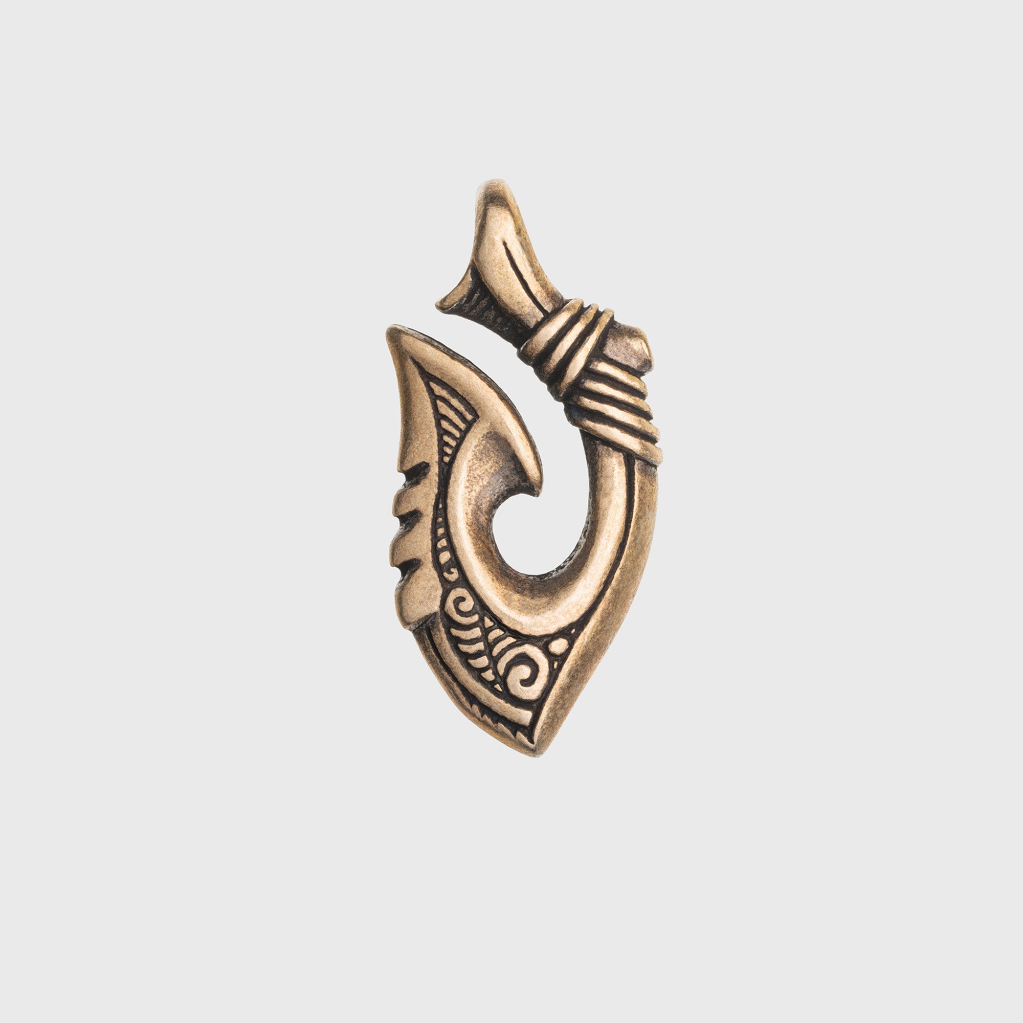 Fish Hook Bronze Necklace – Maori Inspired Hei Matau Symbolic Amulet