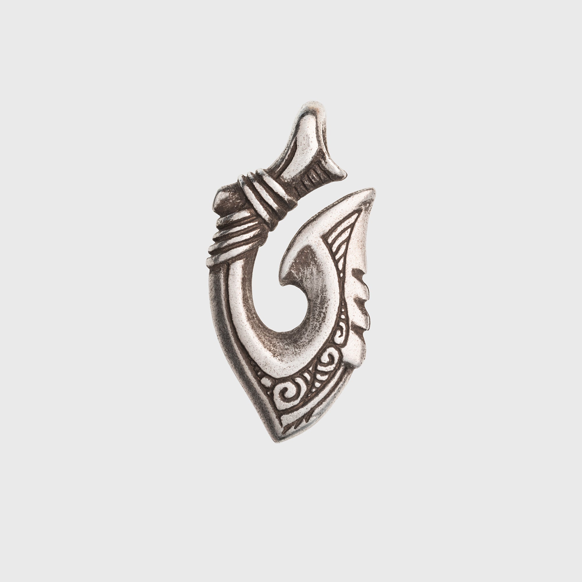 Fish Hook Silver-plated Bronze Necklace – Maori Inspired Hei Matau Symbolic Amulet