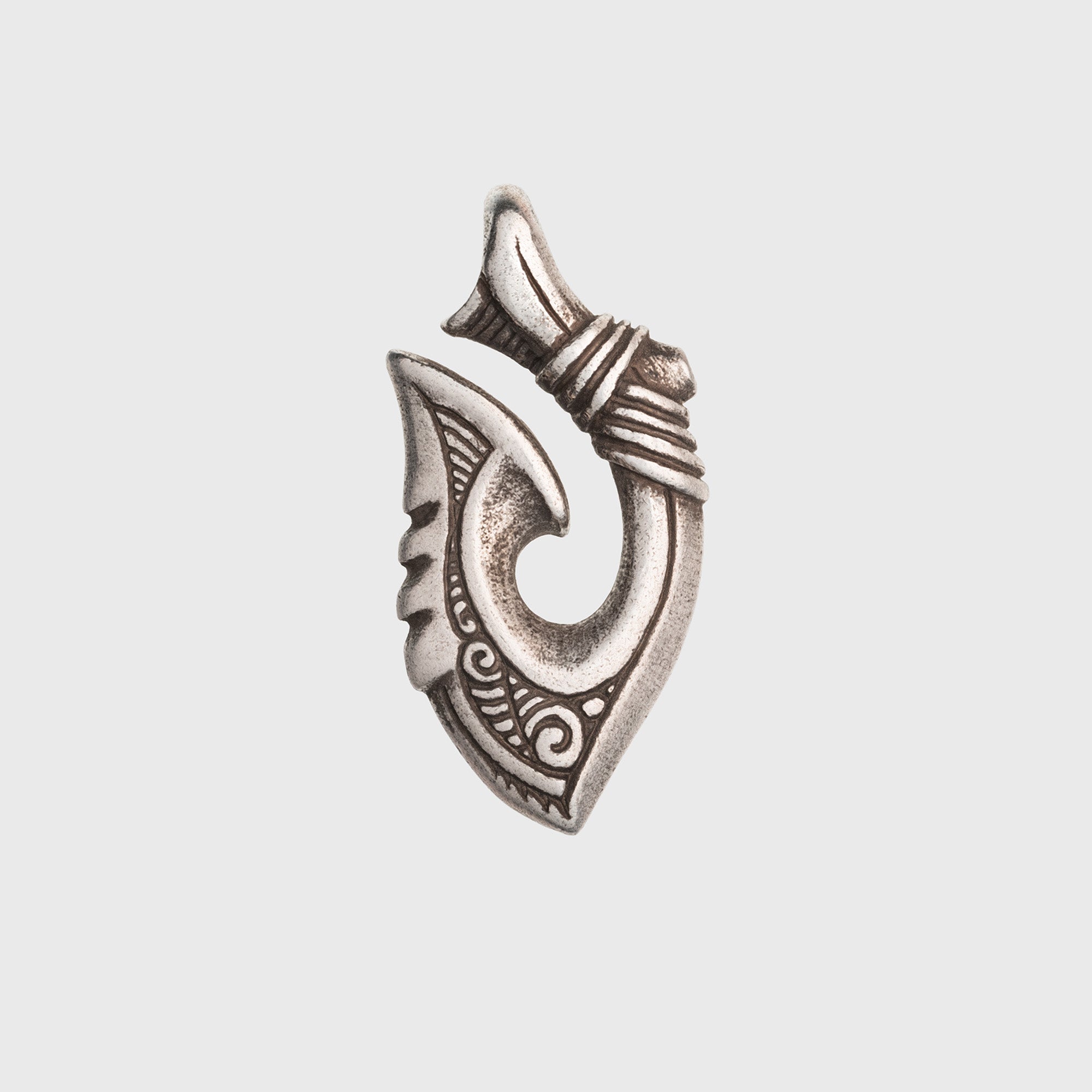 Fish Hook Silver-plated Bronze Necklace – Maori Inspired Hei Matau Symbolic Amulet
