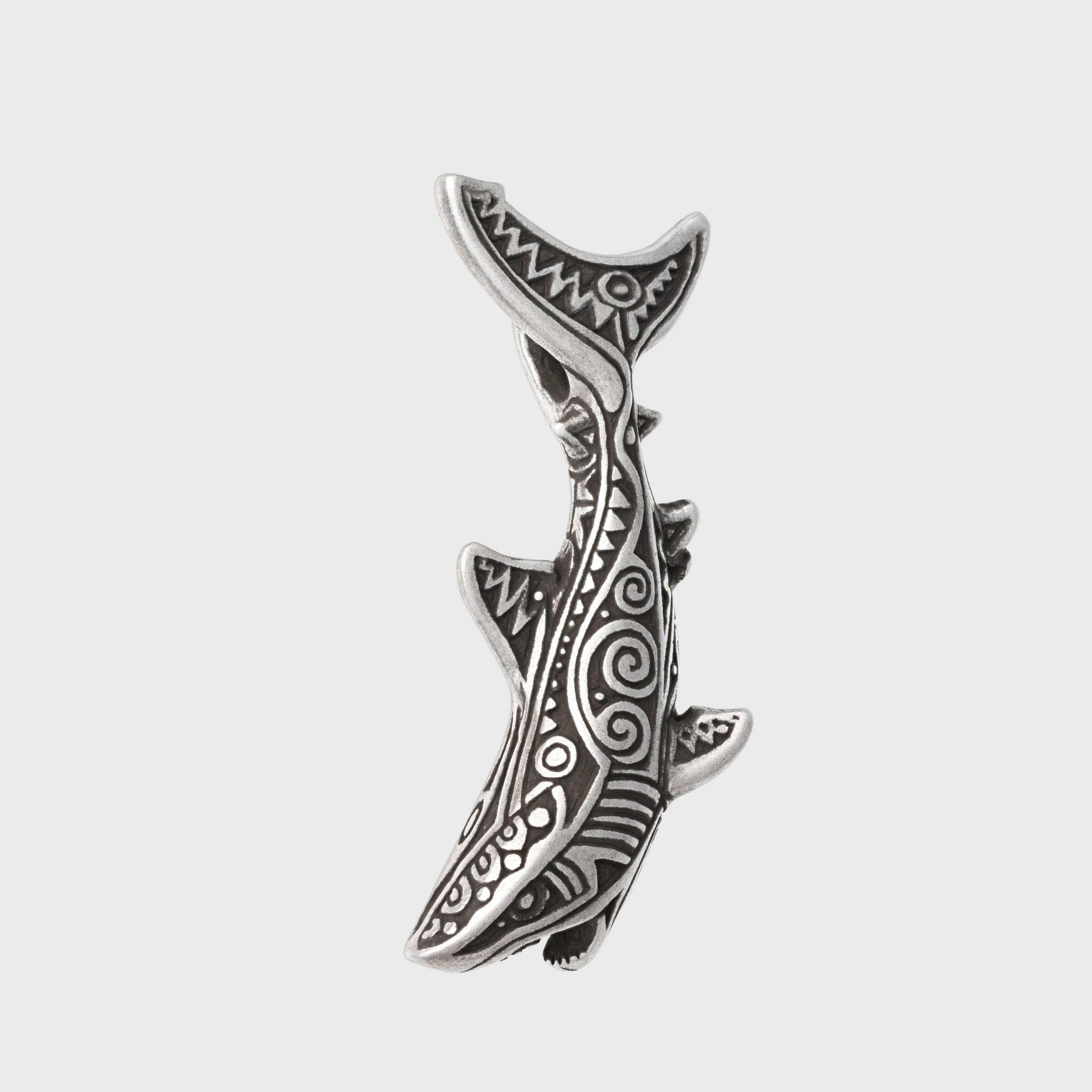 Great White Shark Pendant – Silver-plated Bronze Ocean Totem Jewelry
