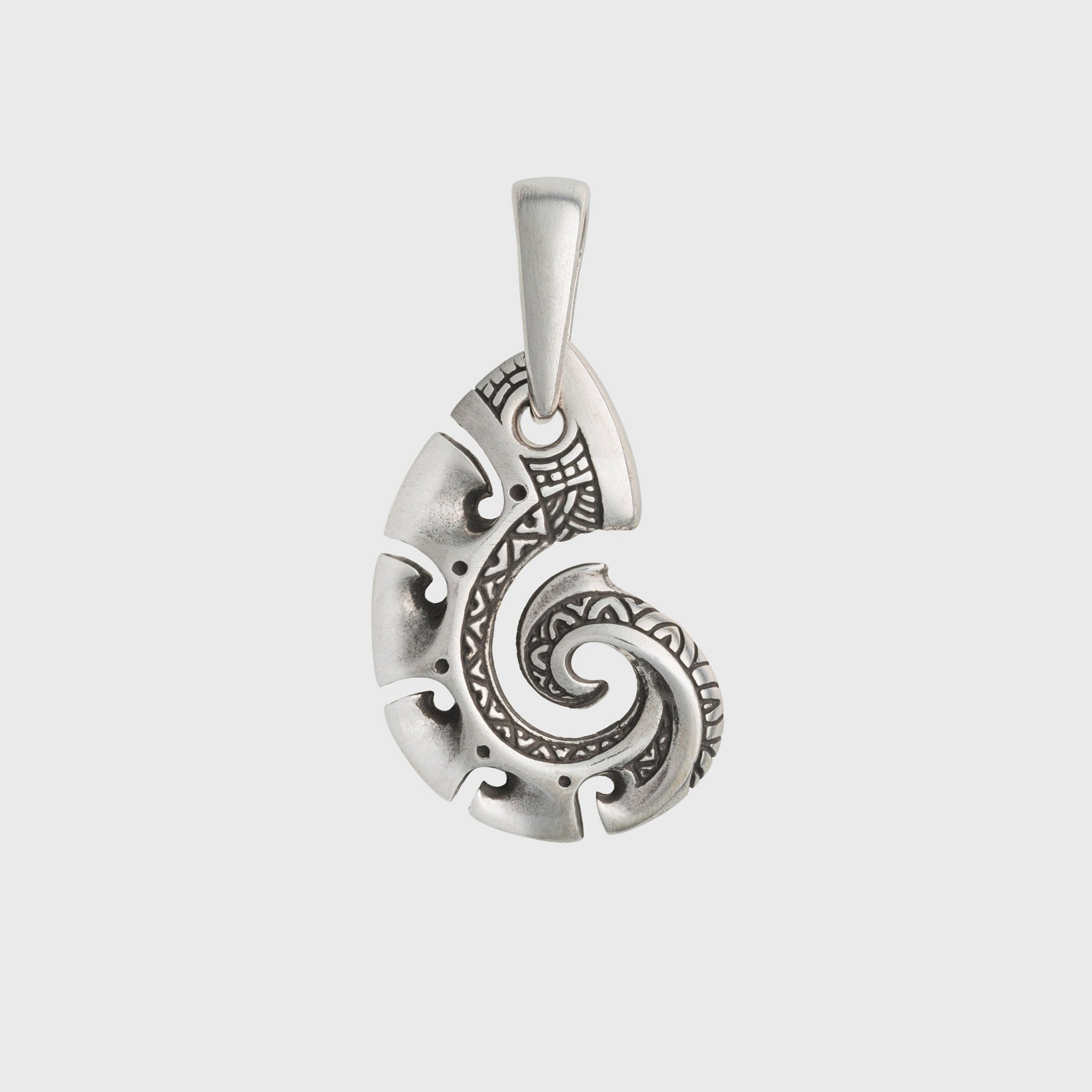 Fish Hook 925 Silver Pendant – Maori Inspired Hei Matau Symbolic Amulet