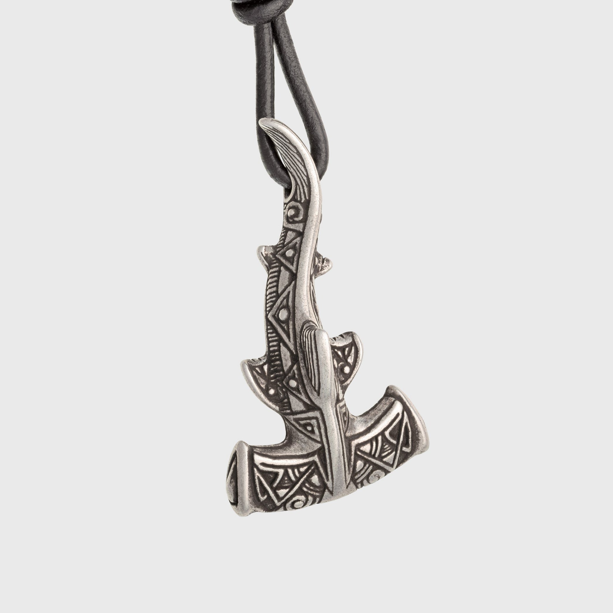 Hammerhead Shark Silver-plated Bronze Pendant – Handmade Ocean Tribal Jewelry