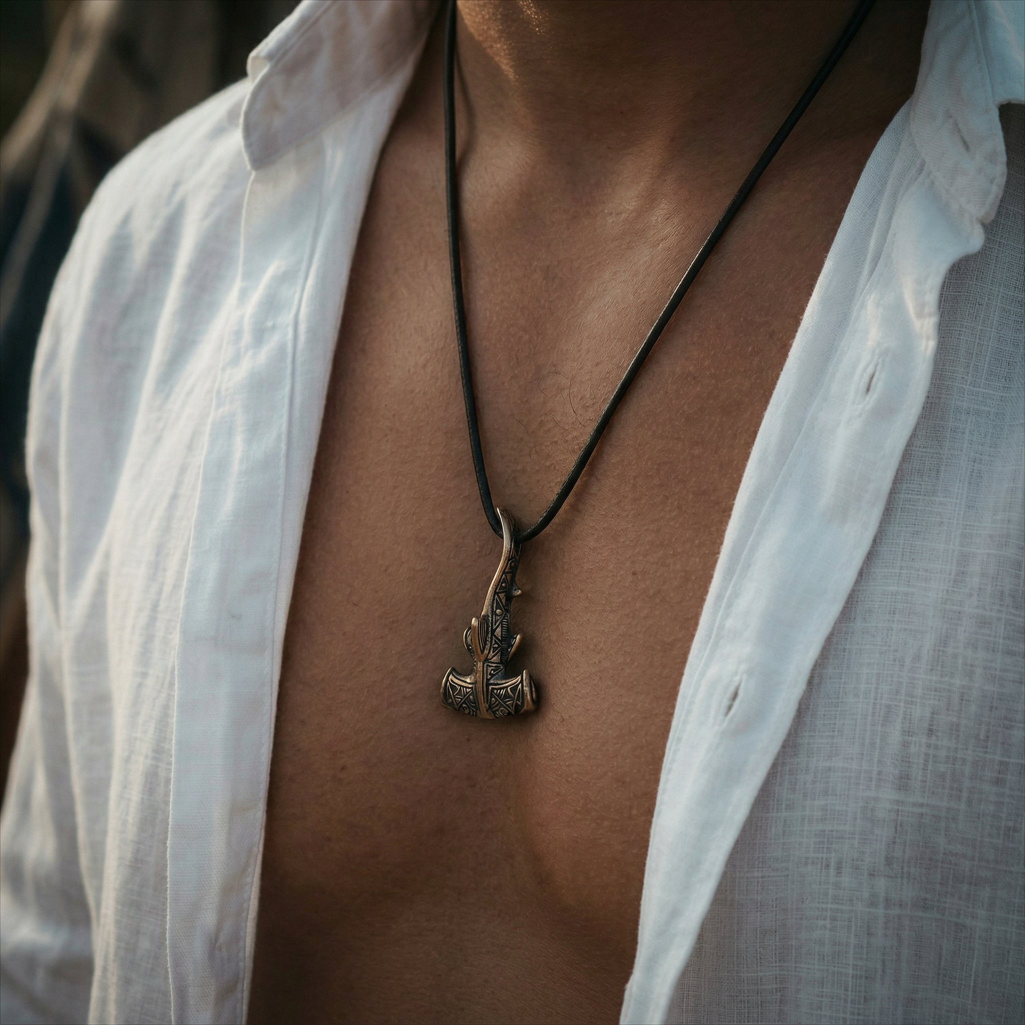 Hammerhead Shark Bronze Pendant – Handmade Ocean Tribal Jewelry