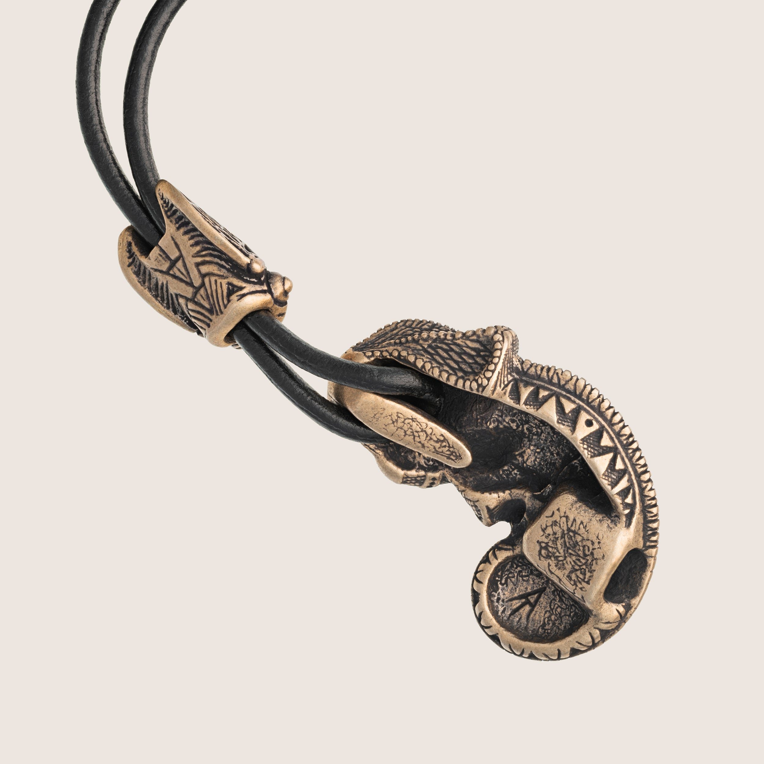 Chameleon & Cicada Pendant – Bronze Tribal Jewelry Gift