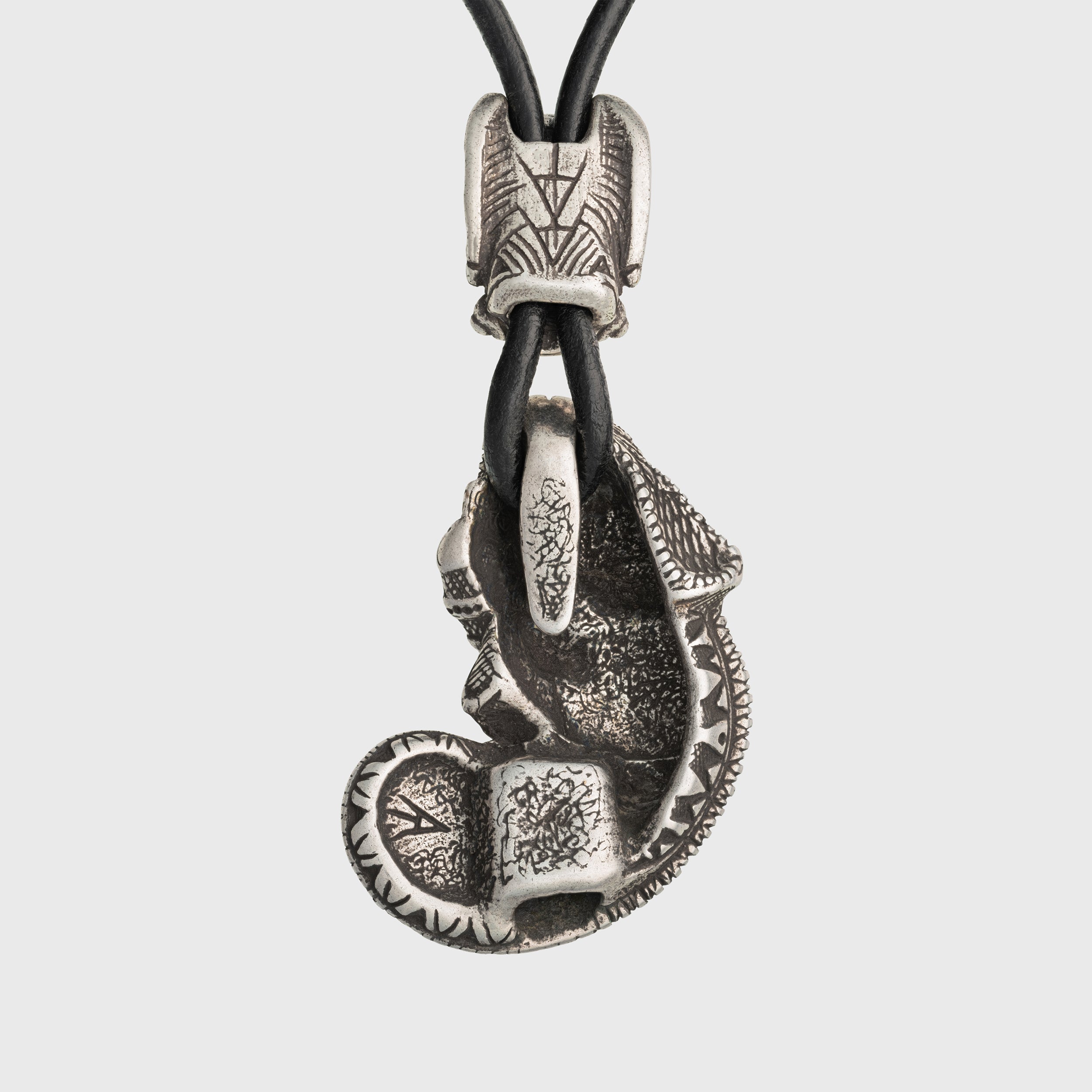 Chameleon & Cicada Pendant – Silver-Plated Bronze Tribal Jewelry