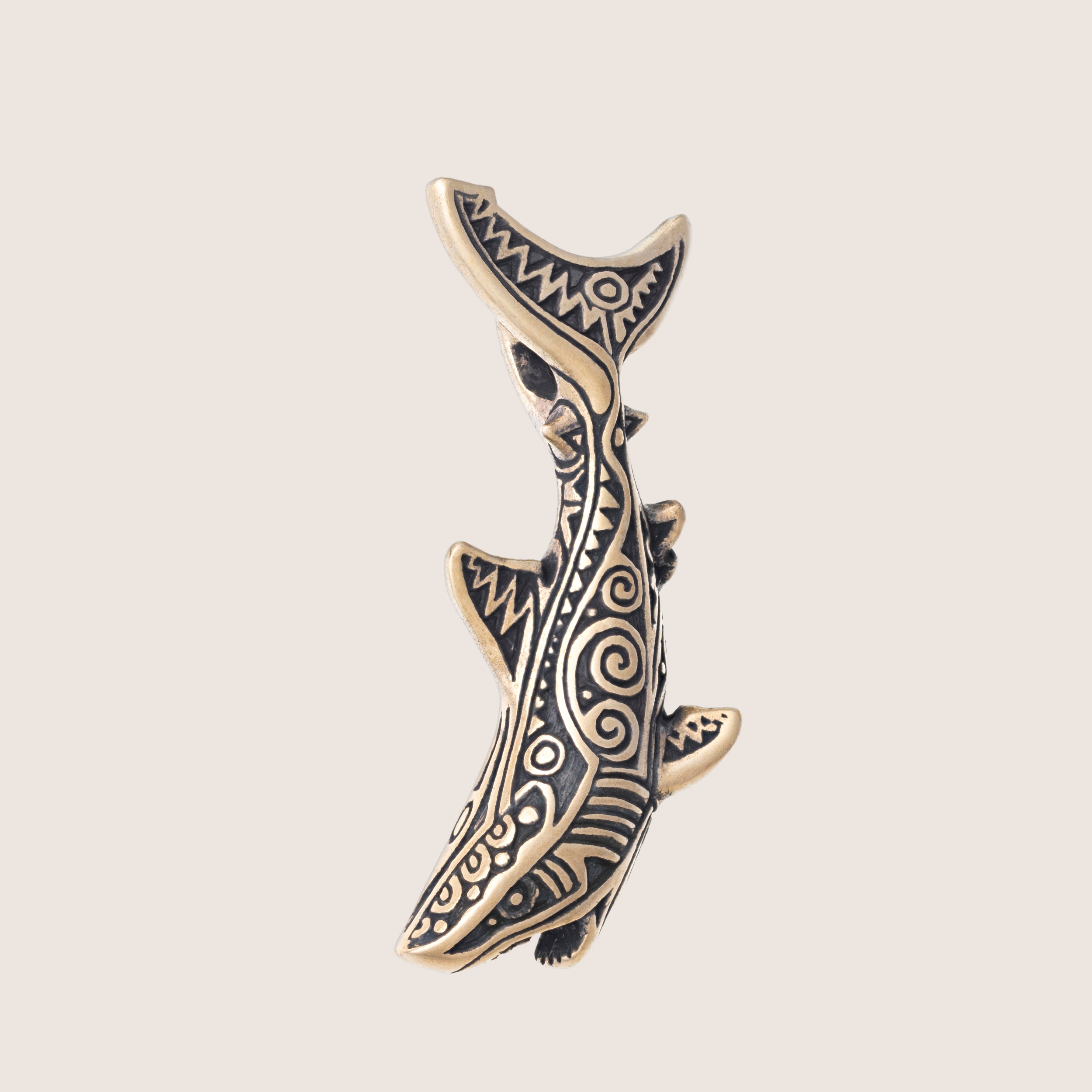 Great White Shark Pendant – Bronze Ocean Totem Jewelry