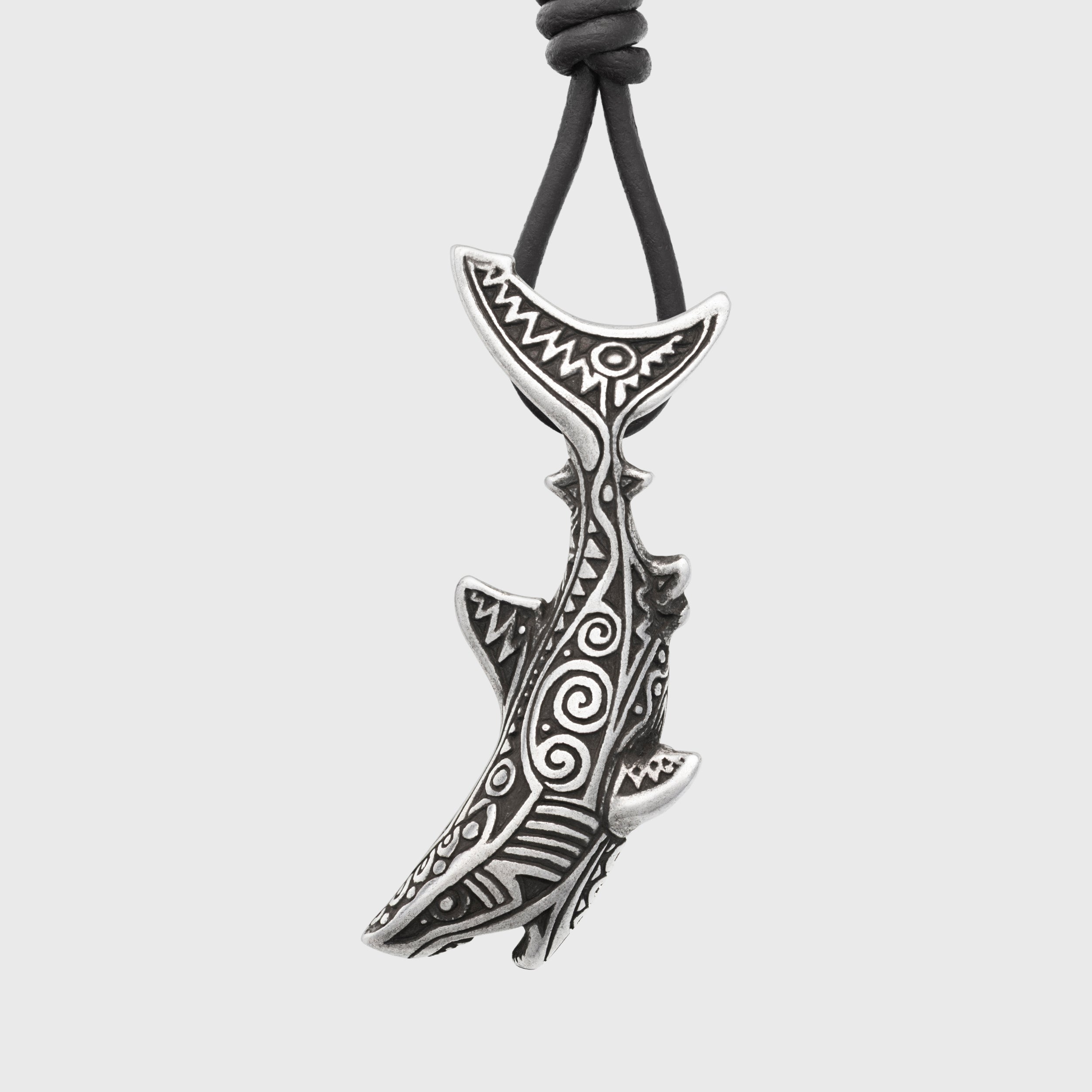 Great White Shark Pendant – Silver-plated Bronze Ocean Totem Jewelry