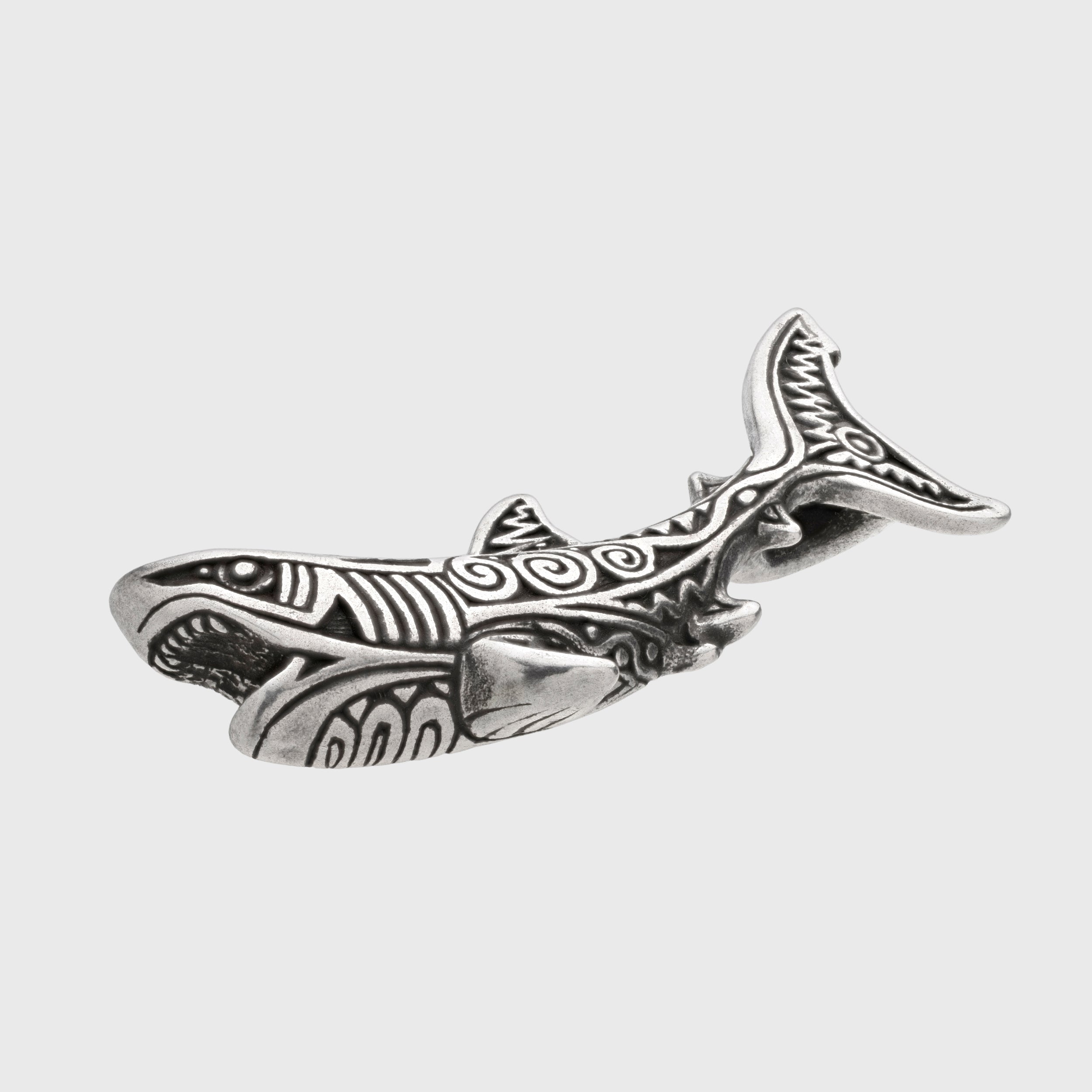Great White Shark Pendant – Silver-plated Bronze Ocean Totem Jewelry