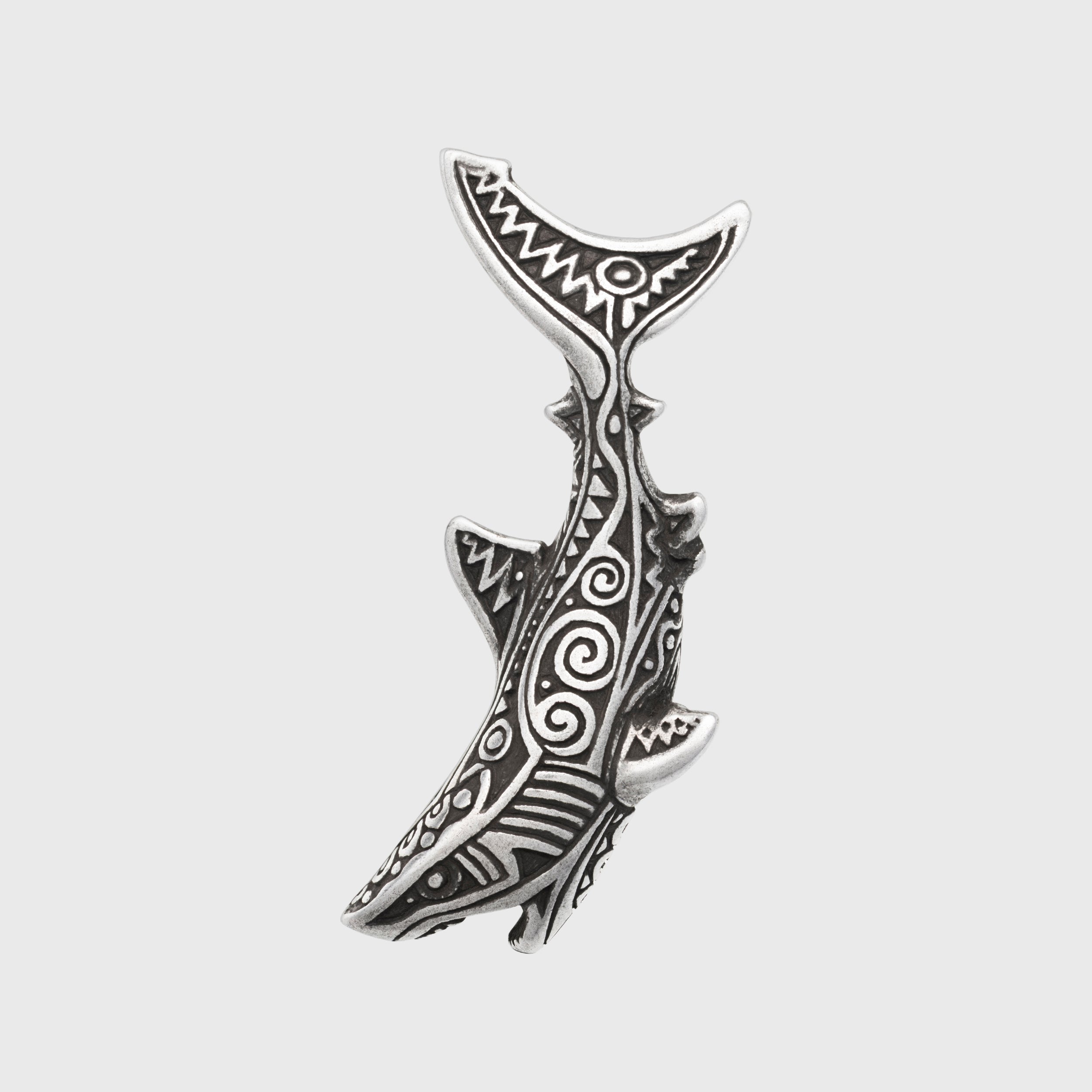 Great White Shark Pendant – Silver-plated Bronze Ocean Totem Jewelry