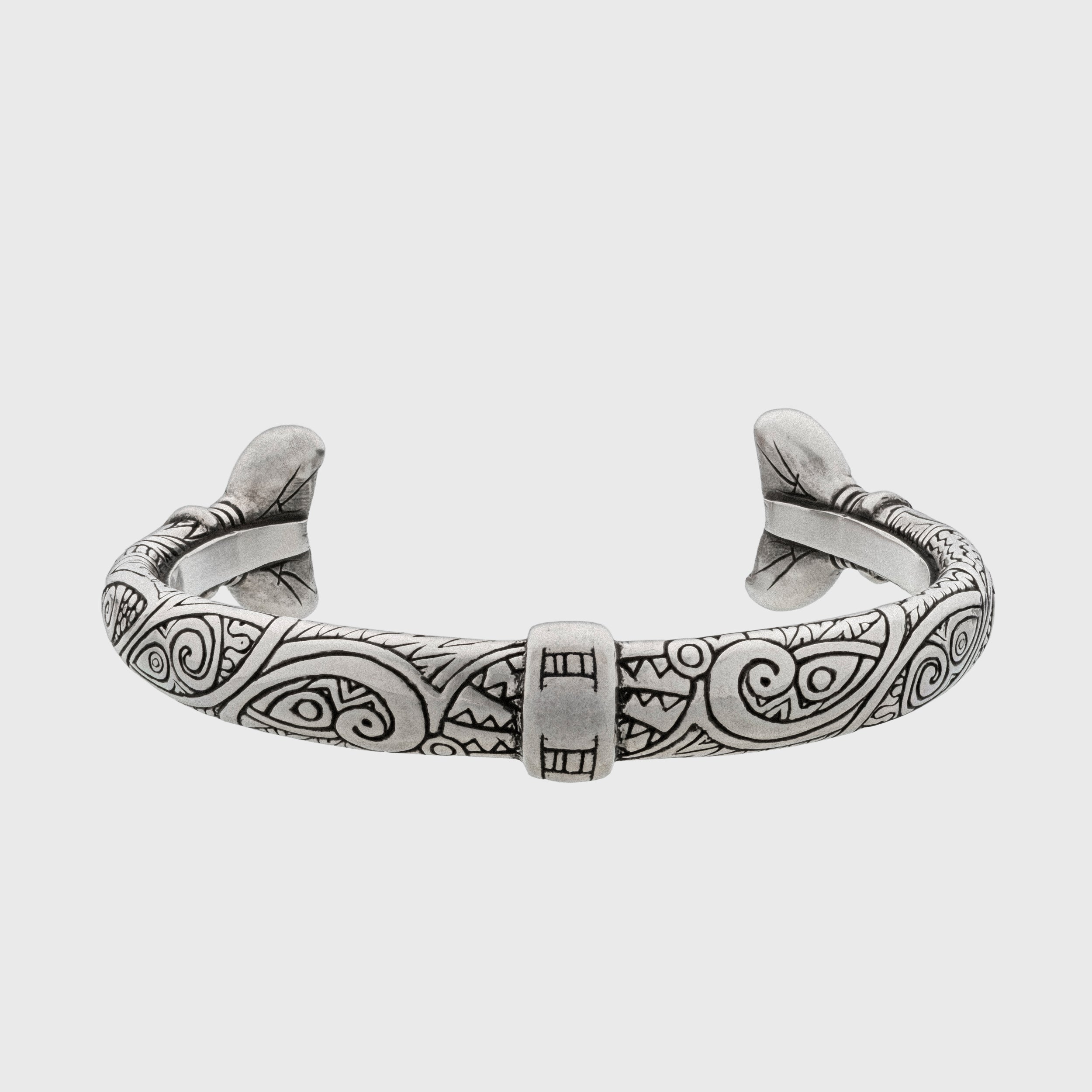 Whale Tail Pewter Cuff – Adjustable Maori Ocean Symbol Bracelet