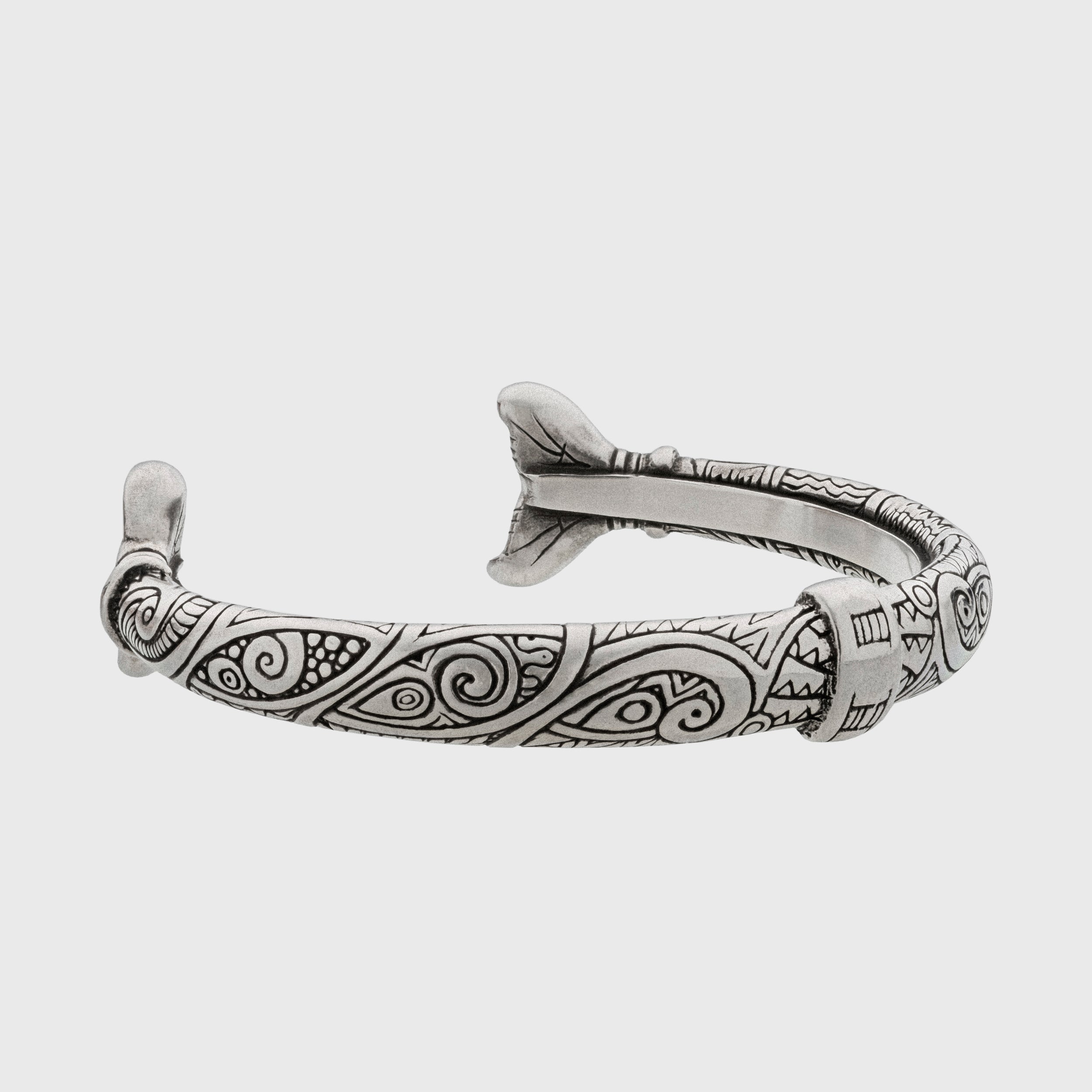 Whale Tail Pewter Cuff – Adjustable Maori Ocean Symbol Bracelet