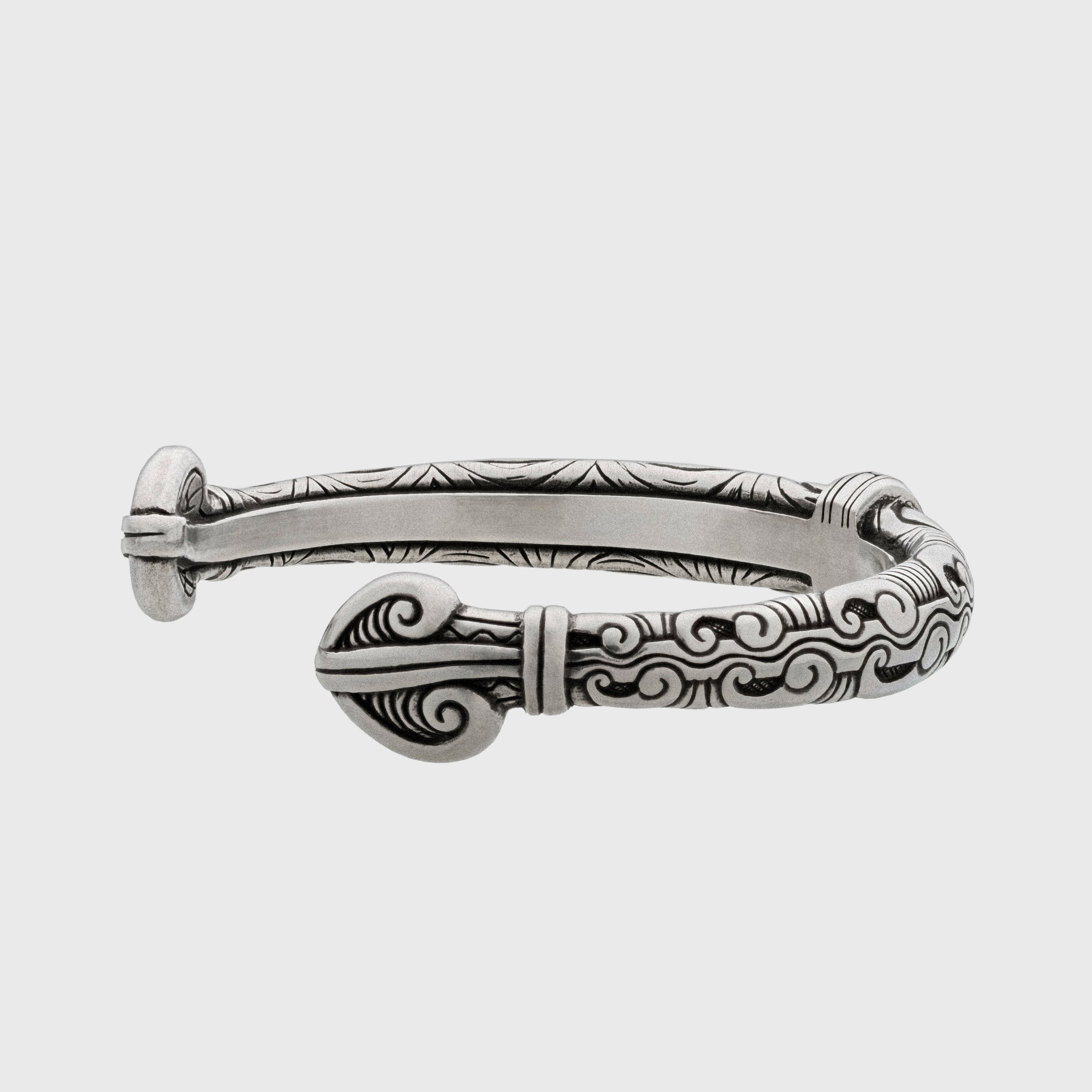 Maori Koru Pewter Bracelet – Adjustable Tribal Ocean Cuff Gift
