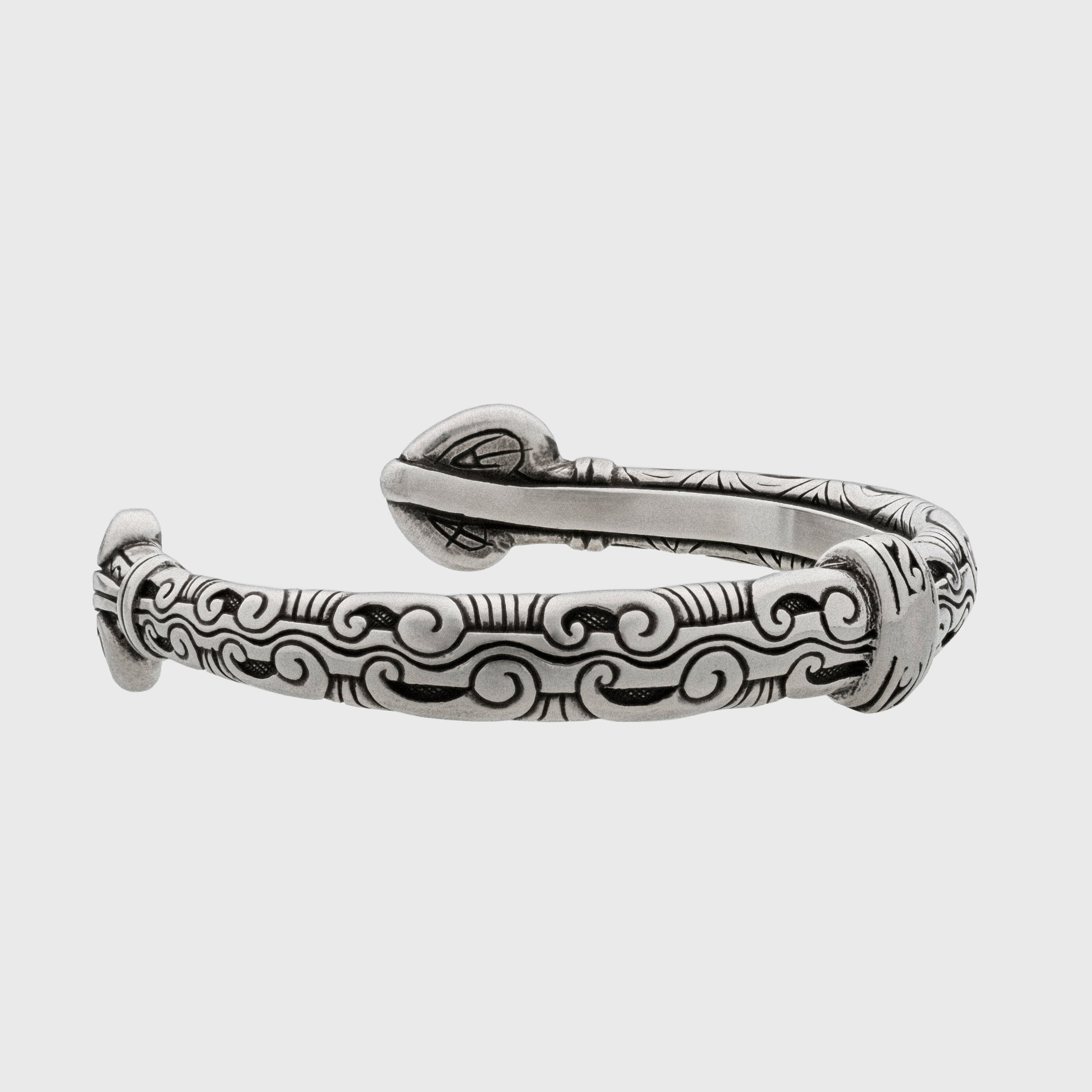 Maori Koru Pewter Bracelet – Adjustable Tribal Ocean Cuff Gift
