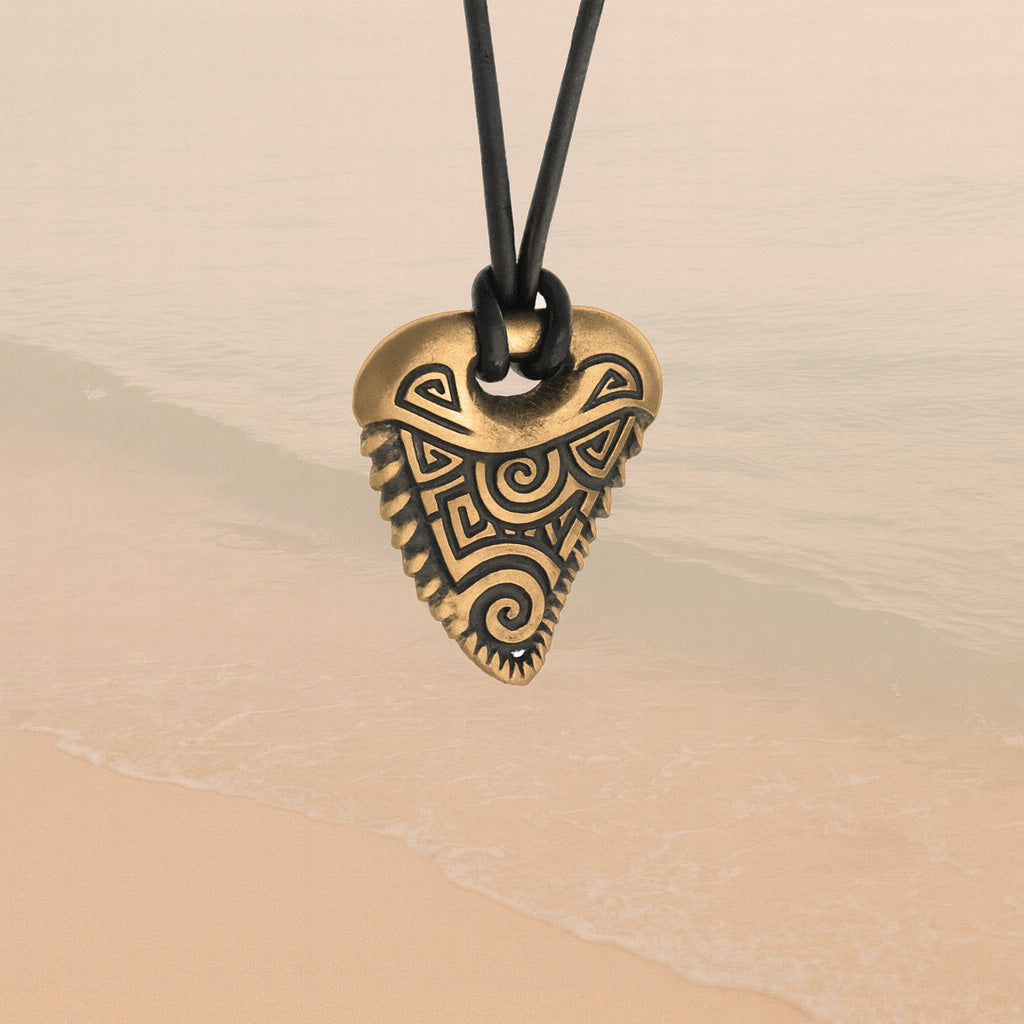 Shark Tooth Bronze Pendant – Ocean Tribal Necklace